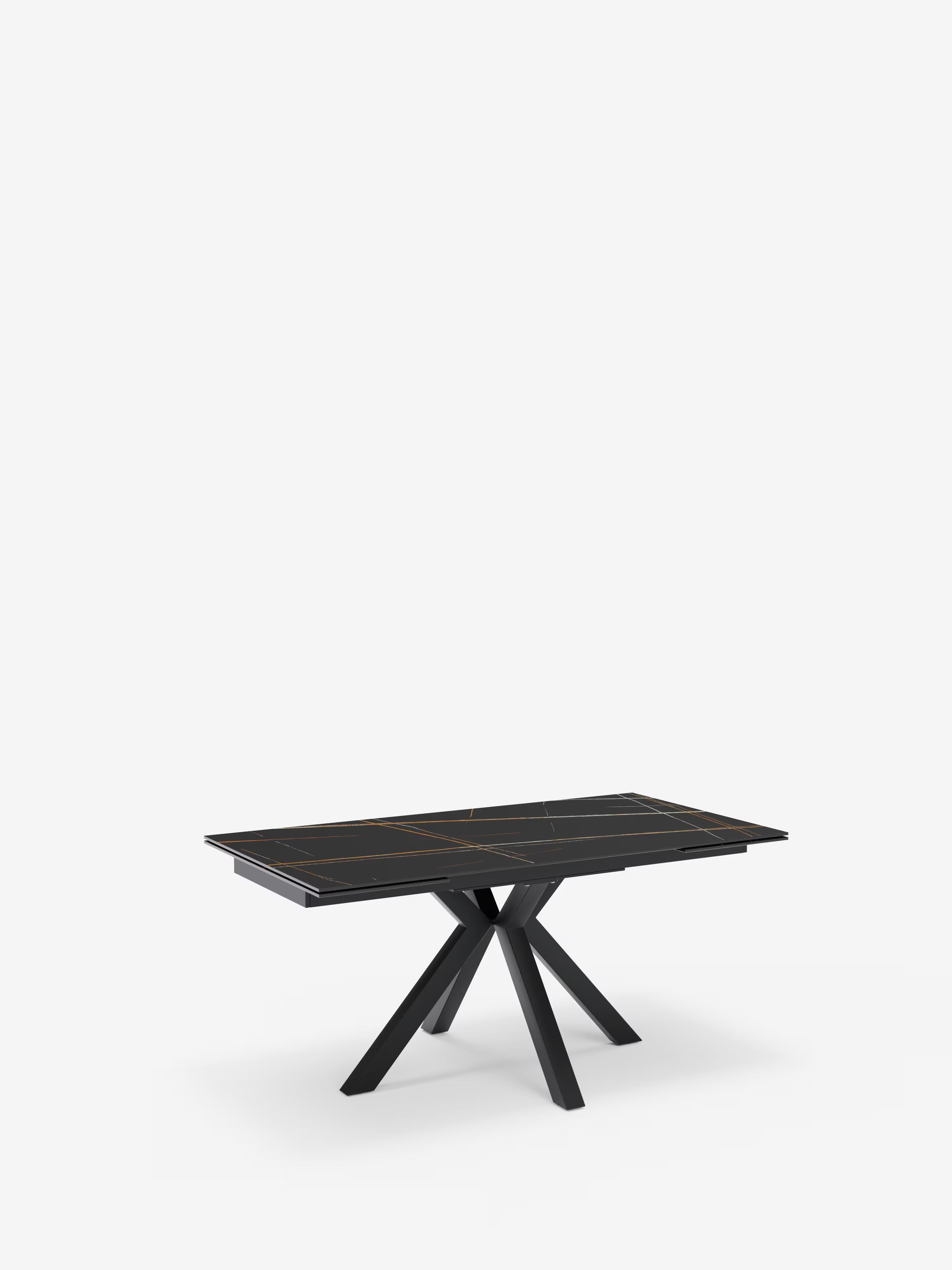 Sky Mesa extensible de piedra efecto mármol negro – base de metal 160 (240) x 91 cm