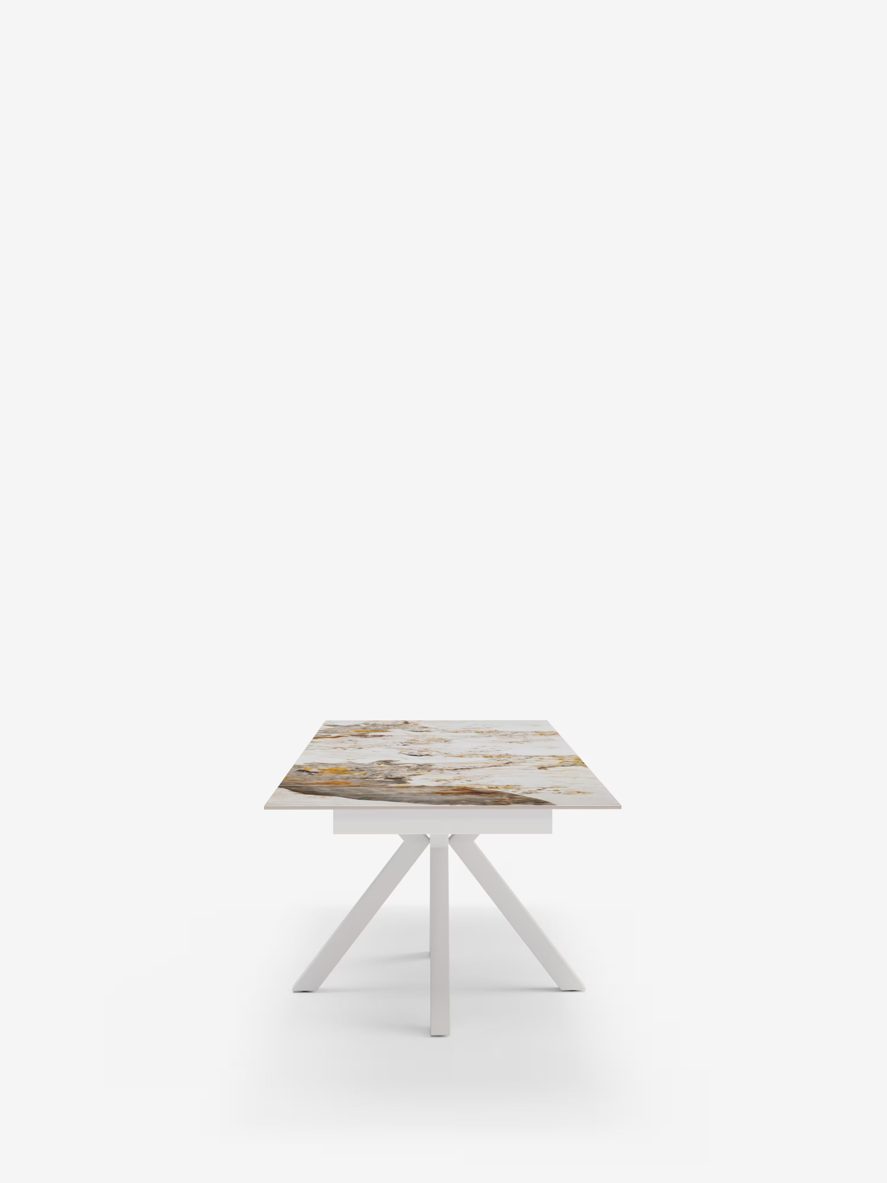 Sky Mesa extensible de piedra efecto mármol pandora – base de metal 160 (240) x 91 cm