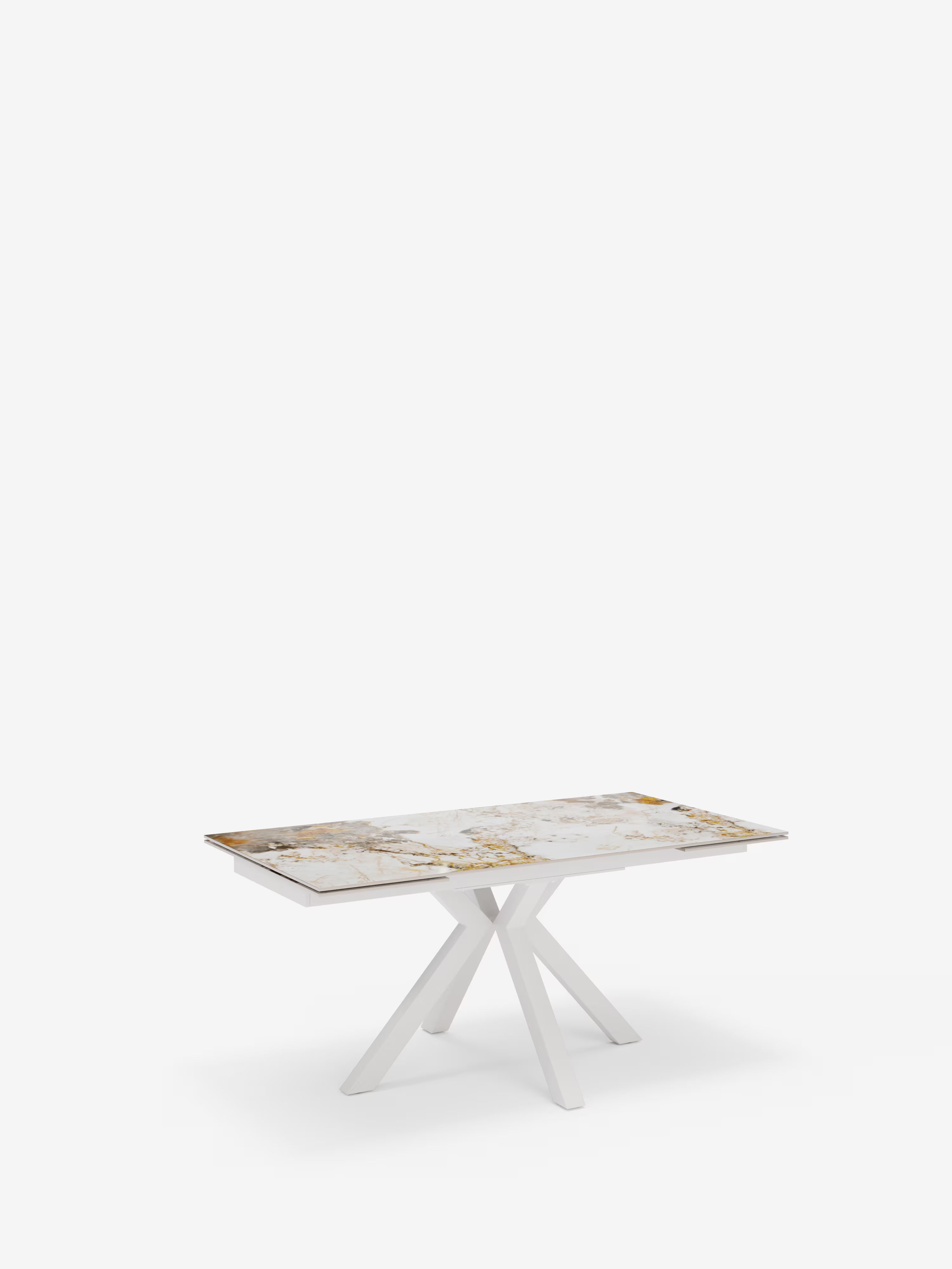 Sky Mesa extensible de piedra efecto mármol pandora – base de metal 160 (240) x 91 cm