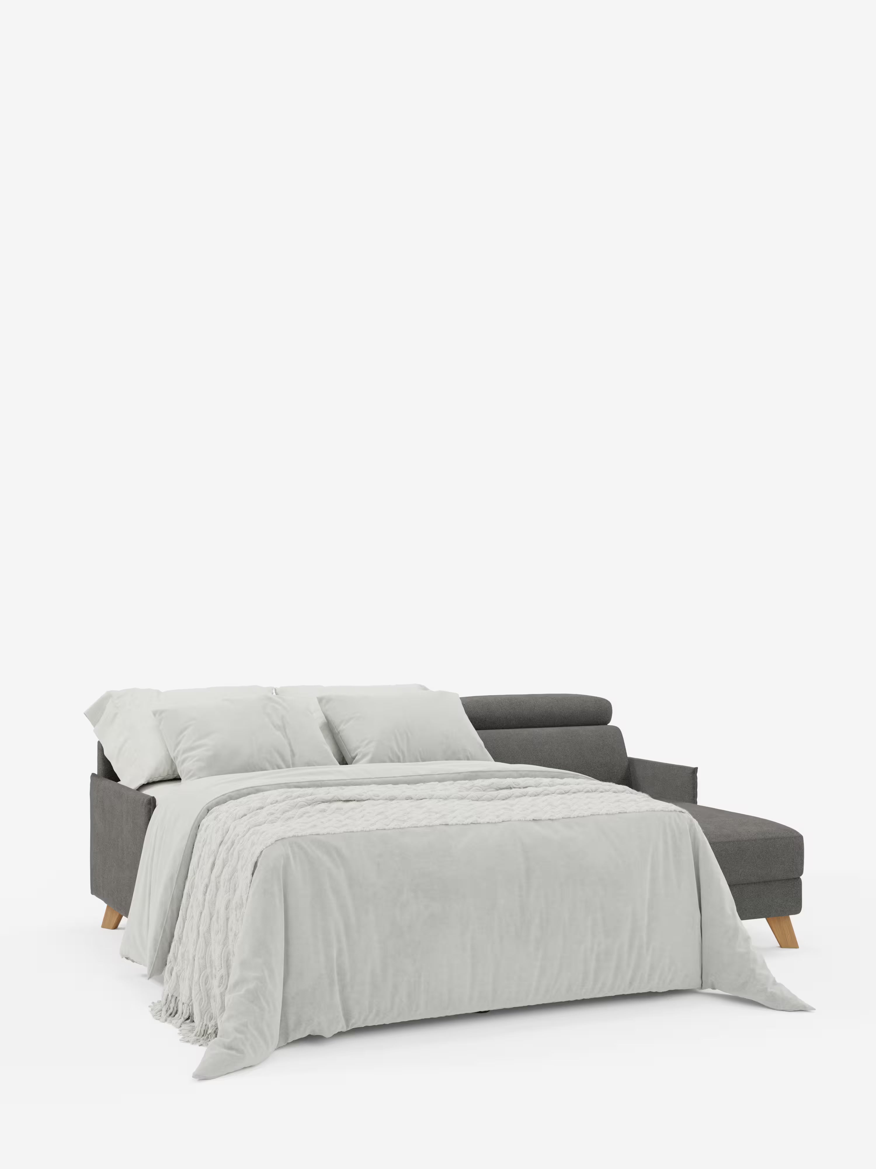 Sole Divano letto angolare con penisola contenitore – poggiatesta reclinabili e rivestimento smacchiabile