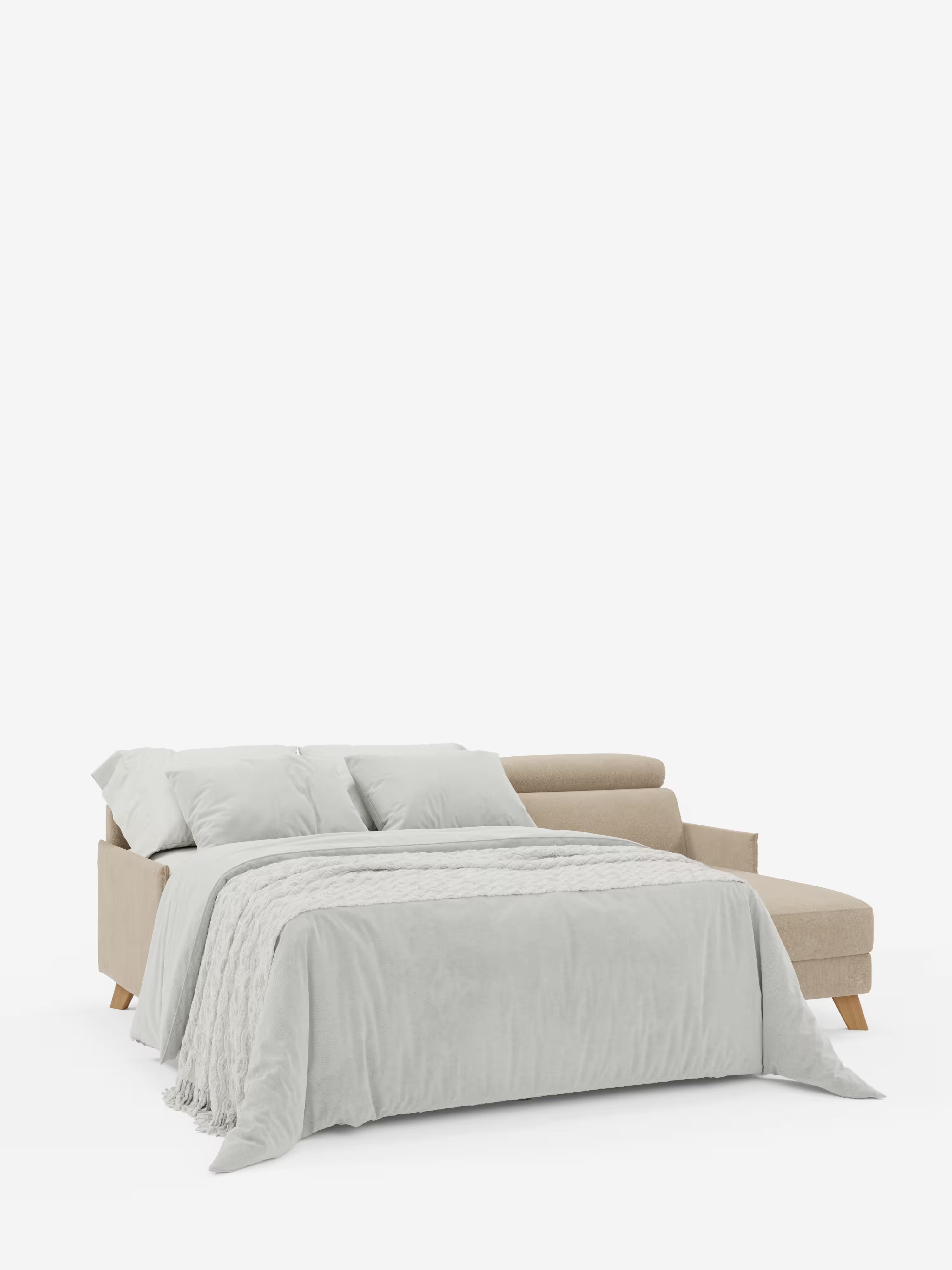 Sole Divano letto angolare con penisola contenitore – poggiatesta reclinabili e rivestimento smacchiabile