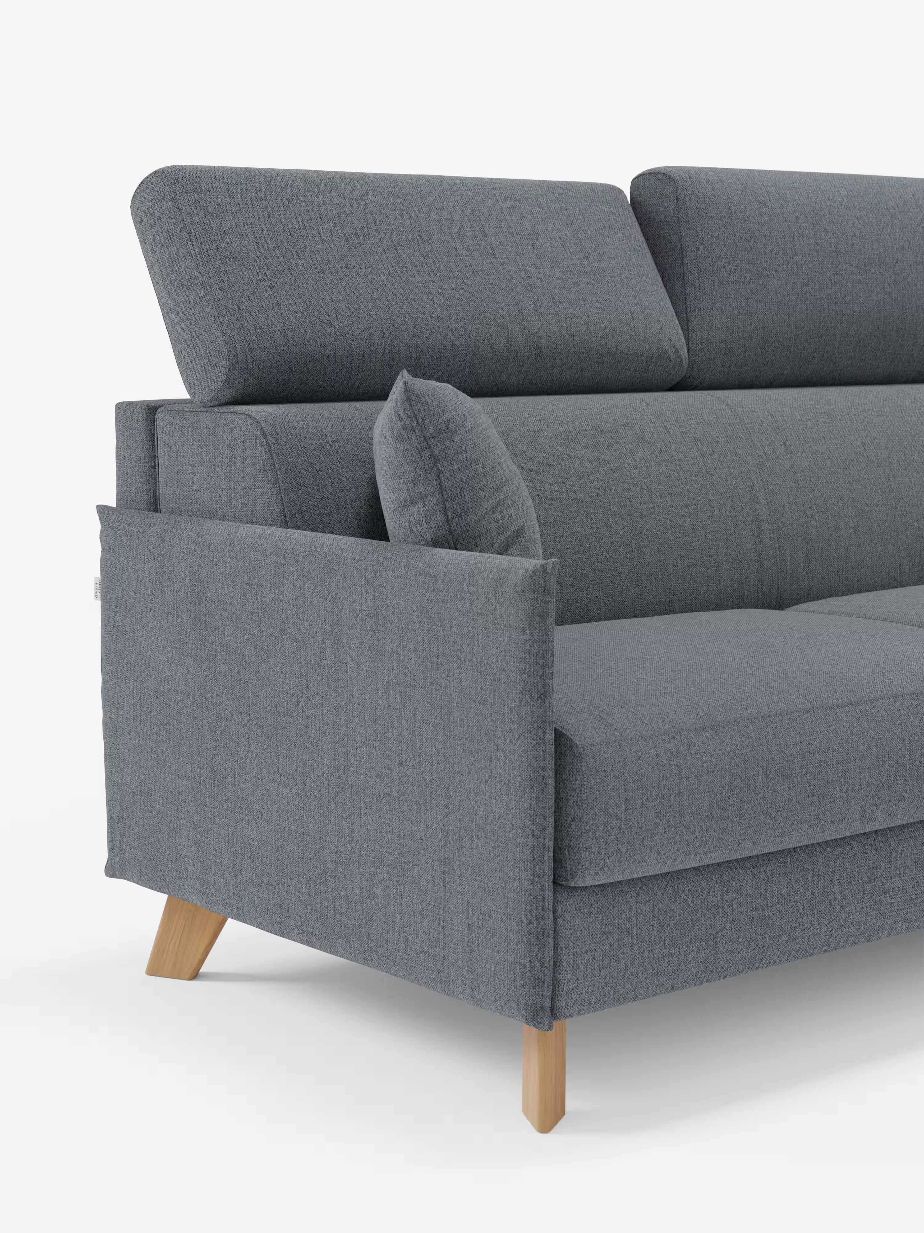 Sole Divano letto angolare con penisola contenitore – poggiatesta reclinabili e rivestimento smacchiabile