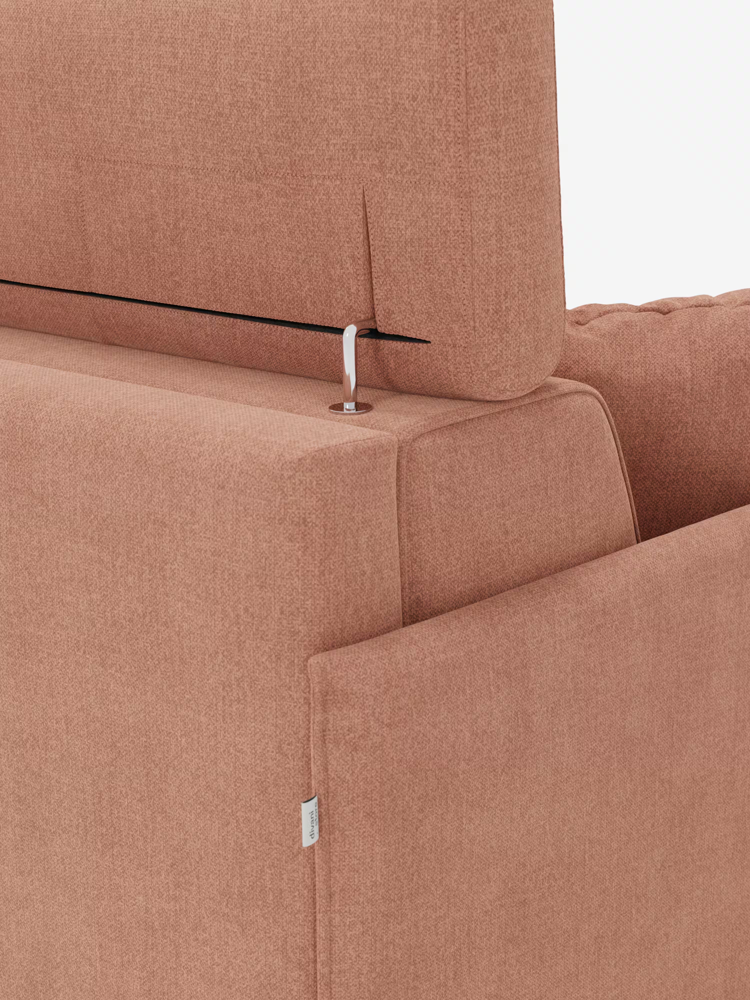 Sole Divano letto angolare con penisola contenitore – poggiatesta reclinabili e rivestimento smacchiabile