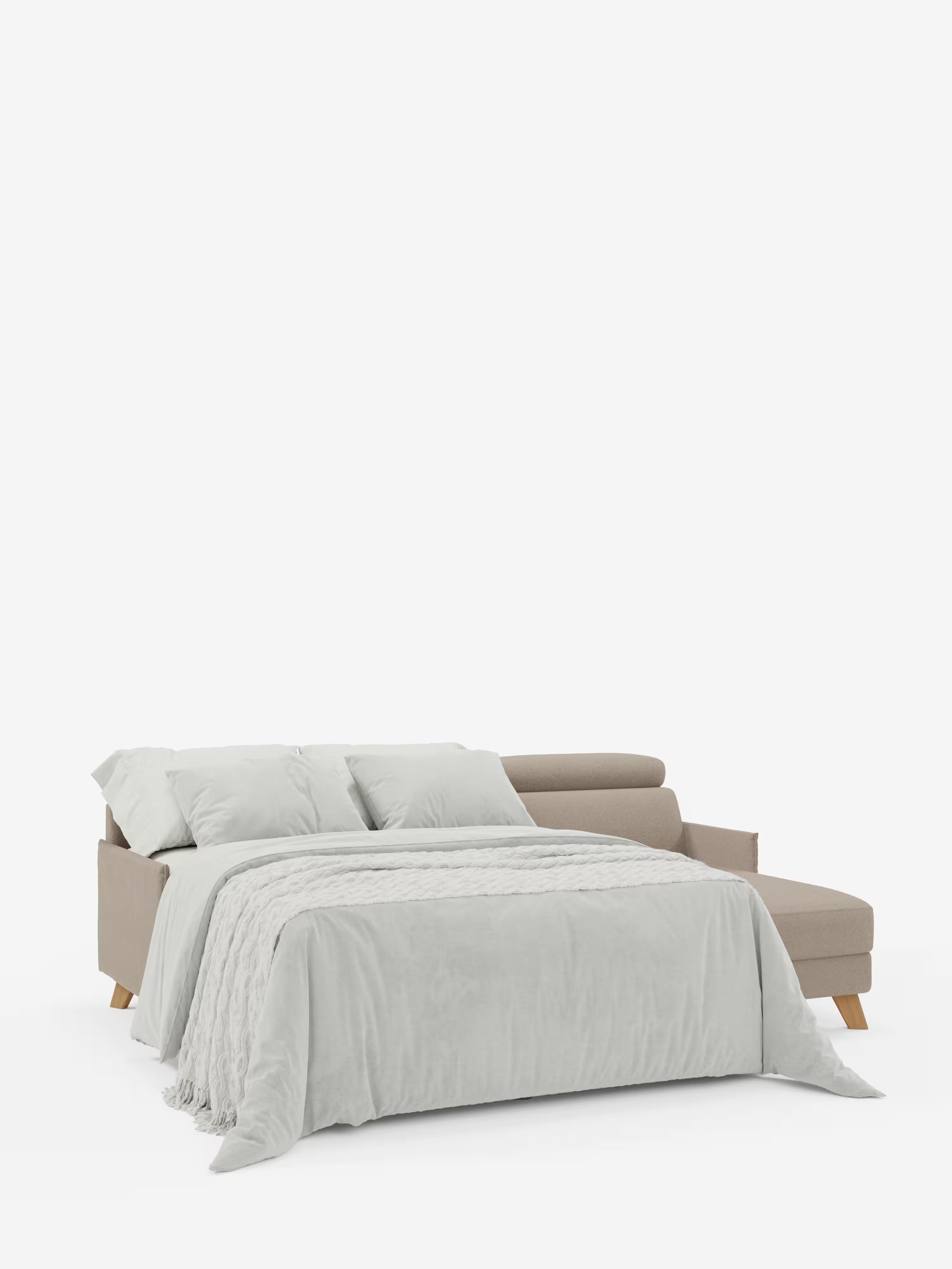 Sole Divano letto angolare con penisola contenitore – poggiatesta reclinabili e rivestimento smacchiabile