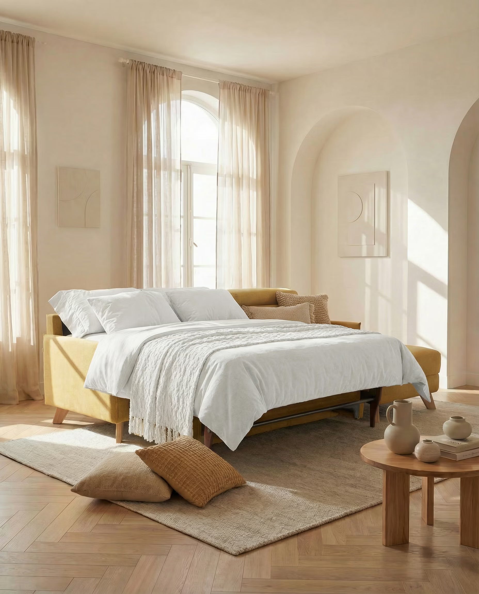 Sole Divano letto angolare con penisola contenitore – poggiatesta reclinabili e rivestimento smacchiabile