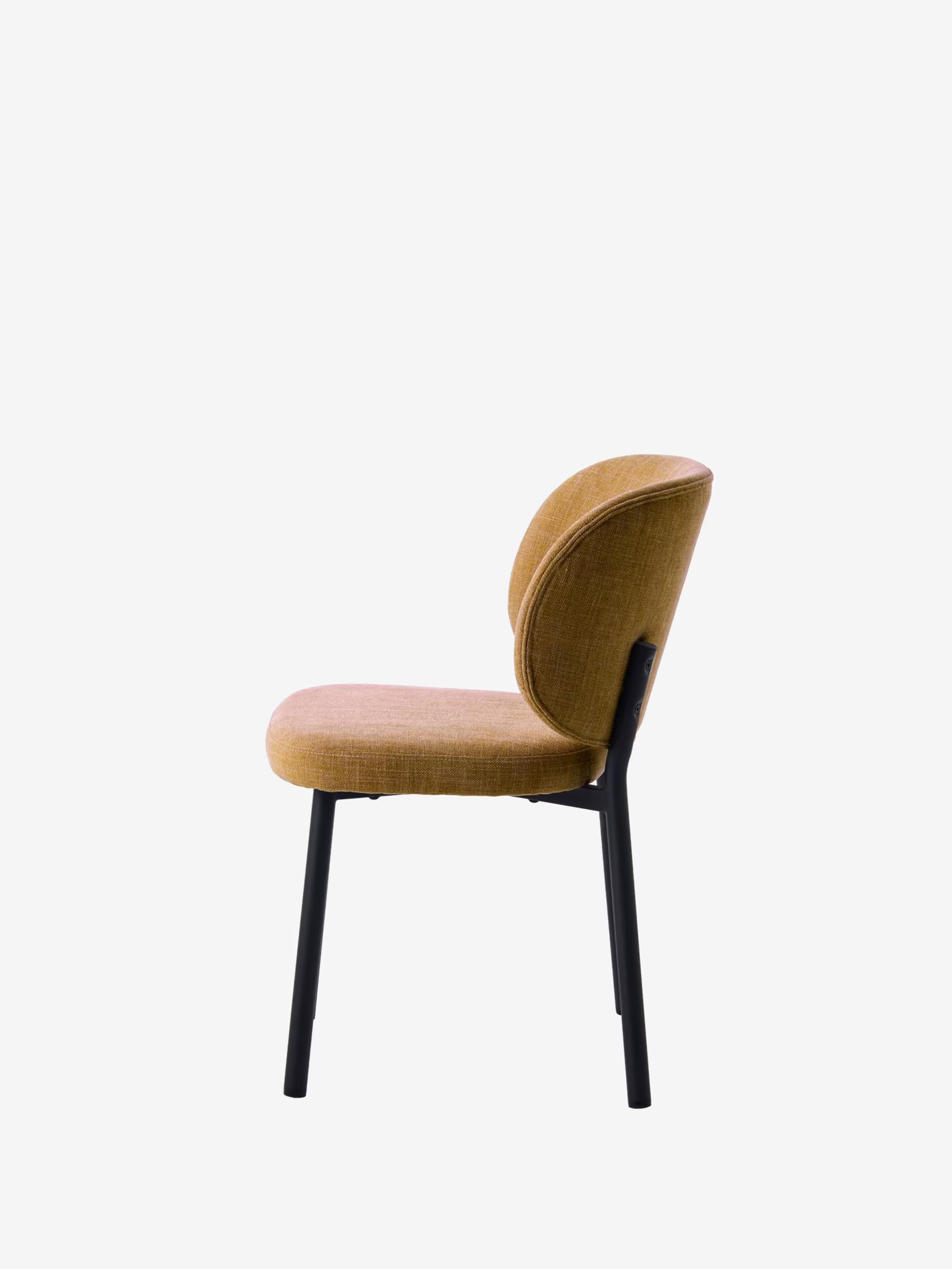 Swan Chaise rembourrée en tissu effet velours côtelé avec pieds noirs en métal