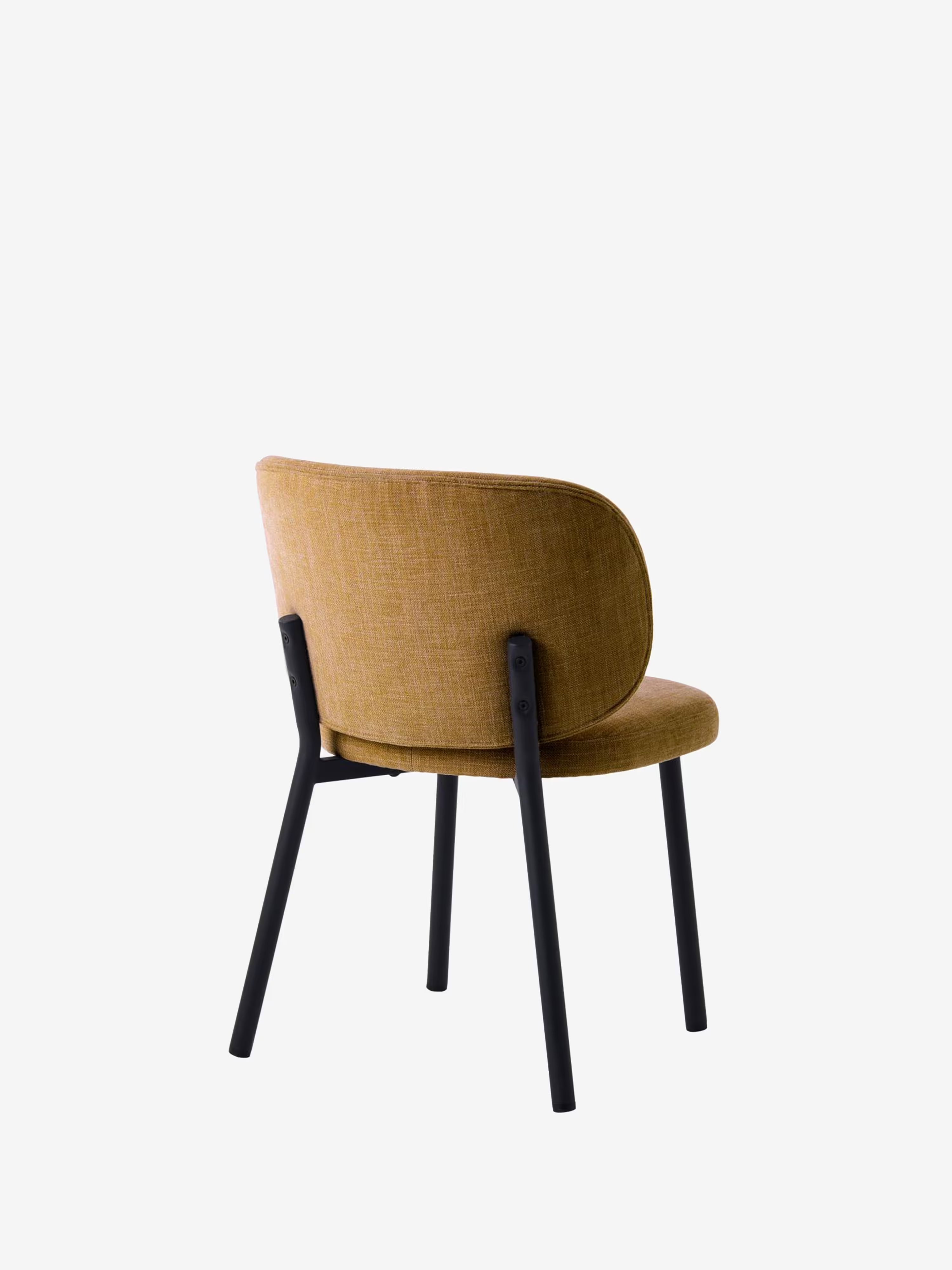 Swan Chaise rembourrée en tissu effet velours côtelé avec pieds noirs en métal