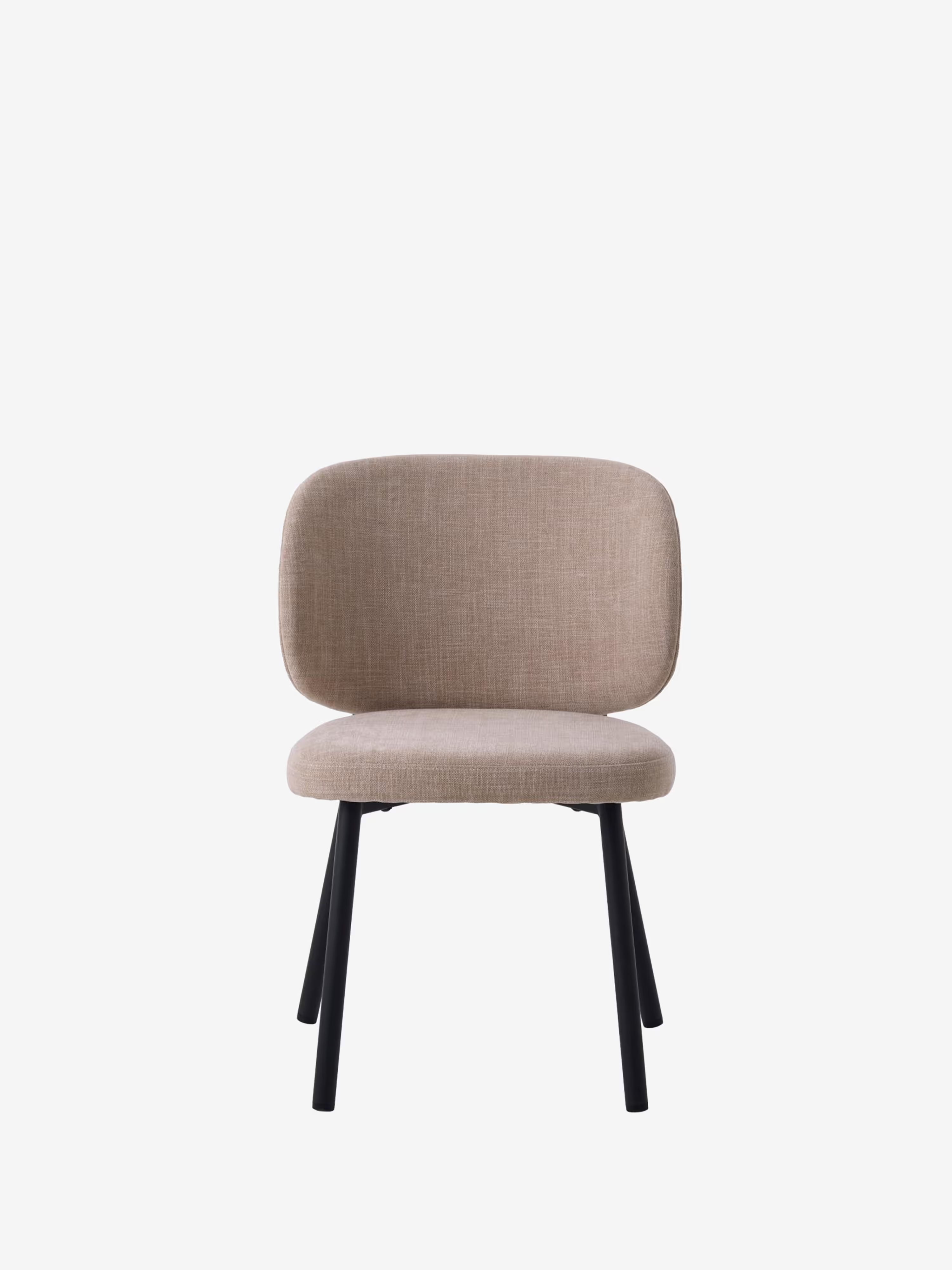 Swan Chaise rembourrée en tissu effet velours côtelé avec pieds noirs en métal