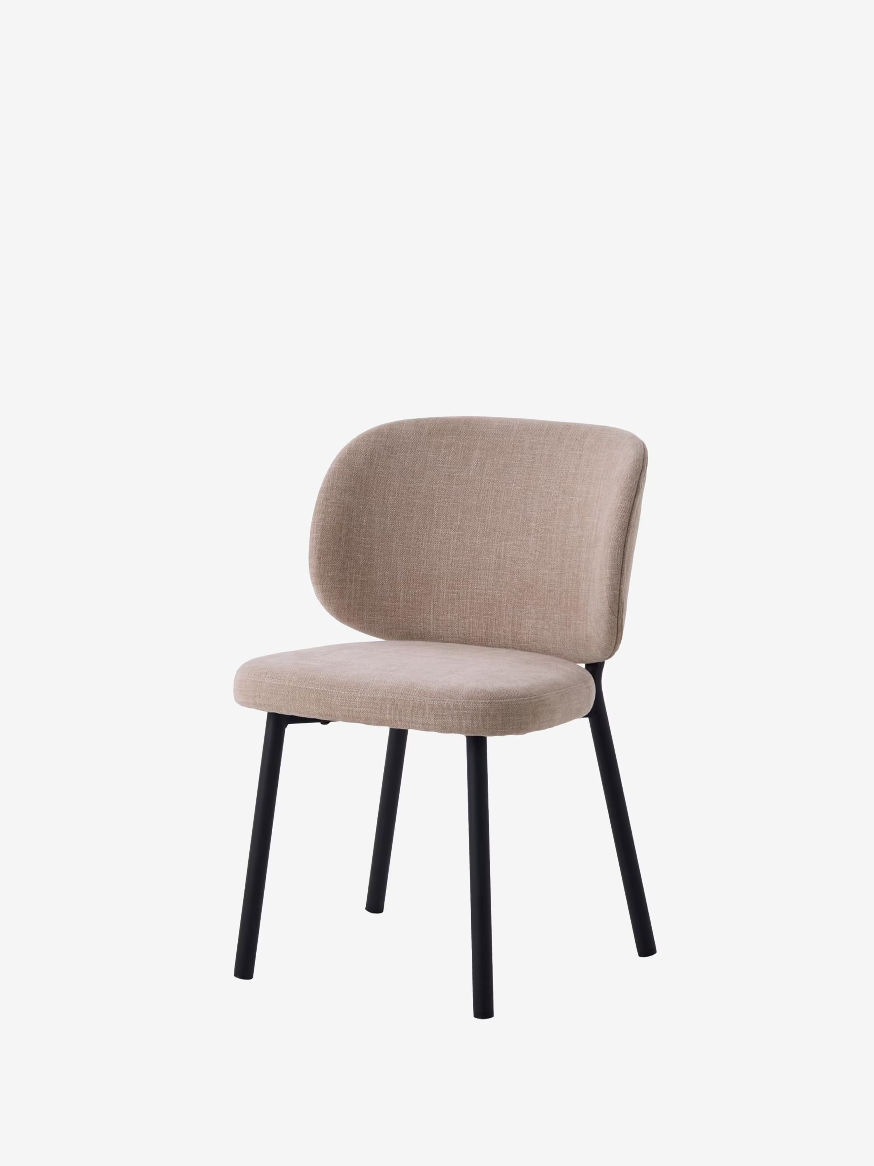 Swan Chaise rembourrée en tissu effet velours côtelé avec pieds noirs en métal