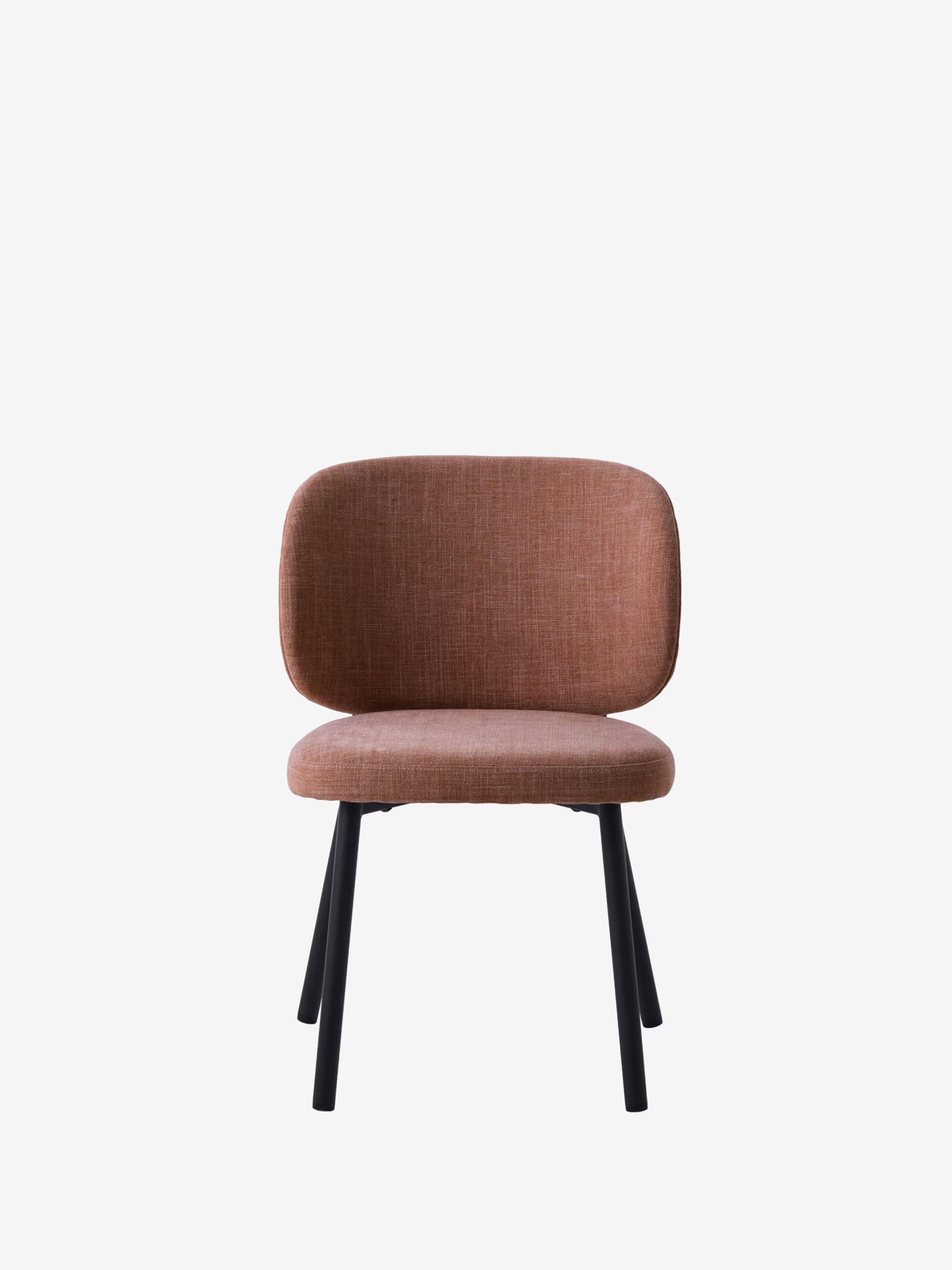 Swan Chaise rembourrée en tissu effet velours côtelé avec pieds noirs en métal