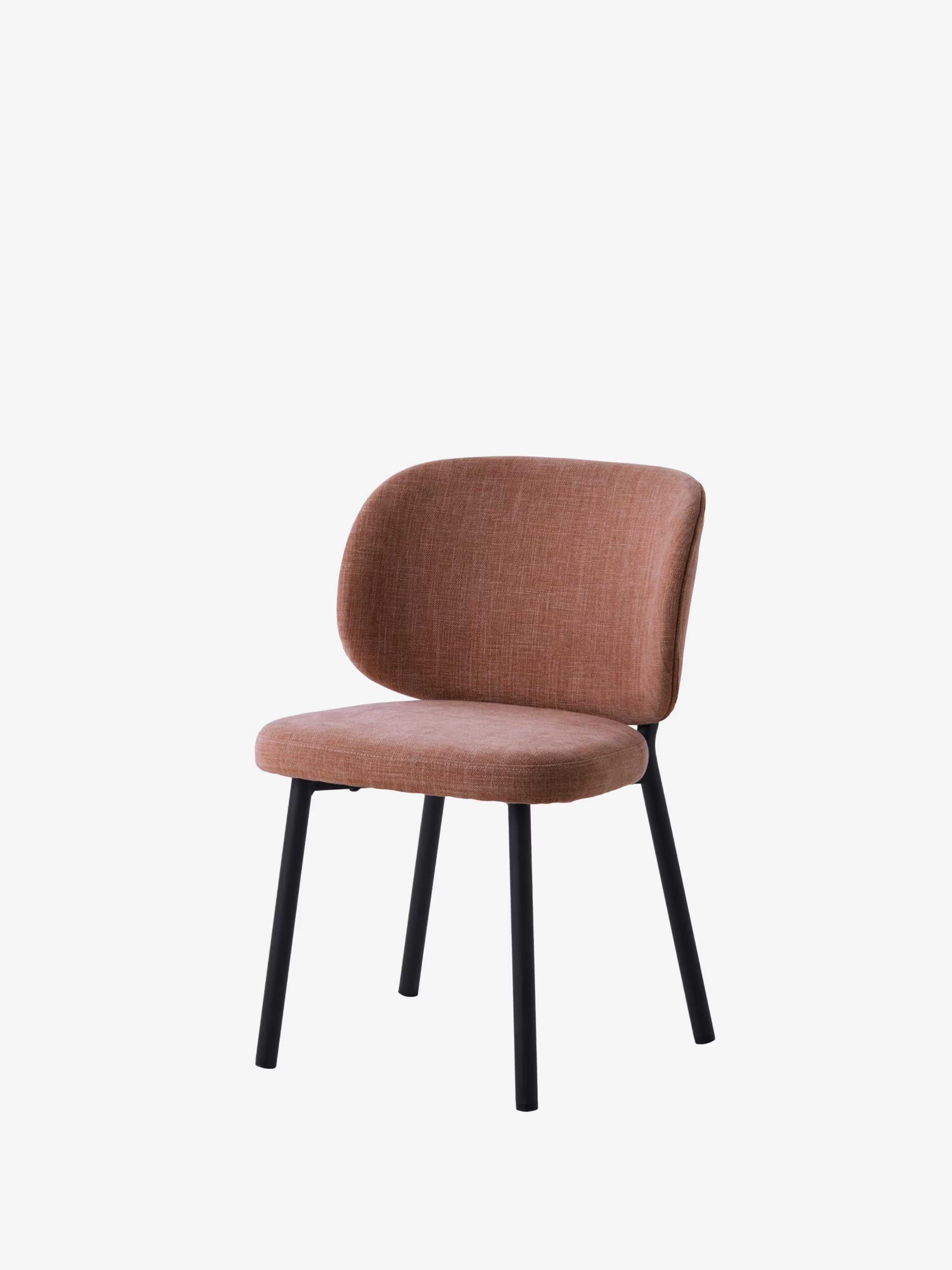Swan Chaise rembourrée en tissu effet velours côtelé avec pieds noirs en métal