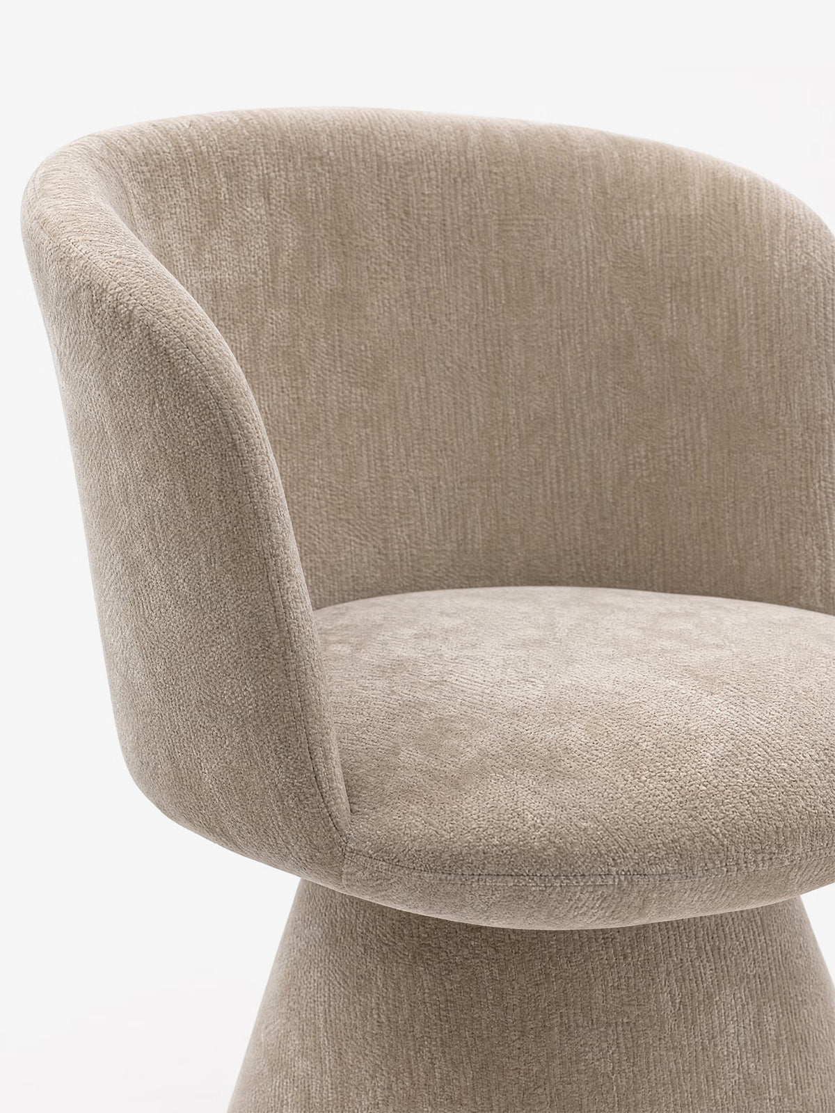 Talia Upholstered chenille chair in cream beige with upholstered base