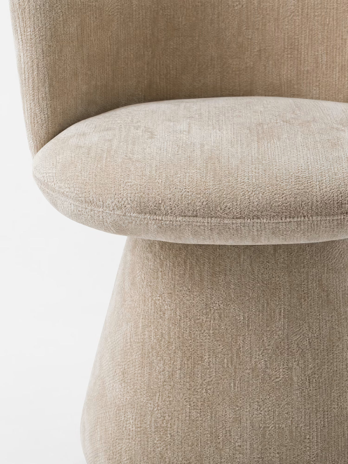 Talia Upholstered chenille chair in cream beige with upholstered base