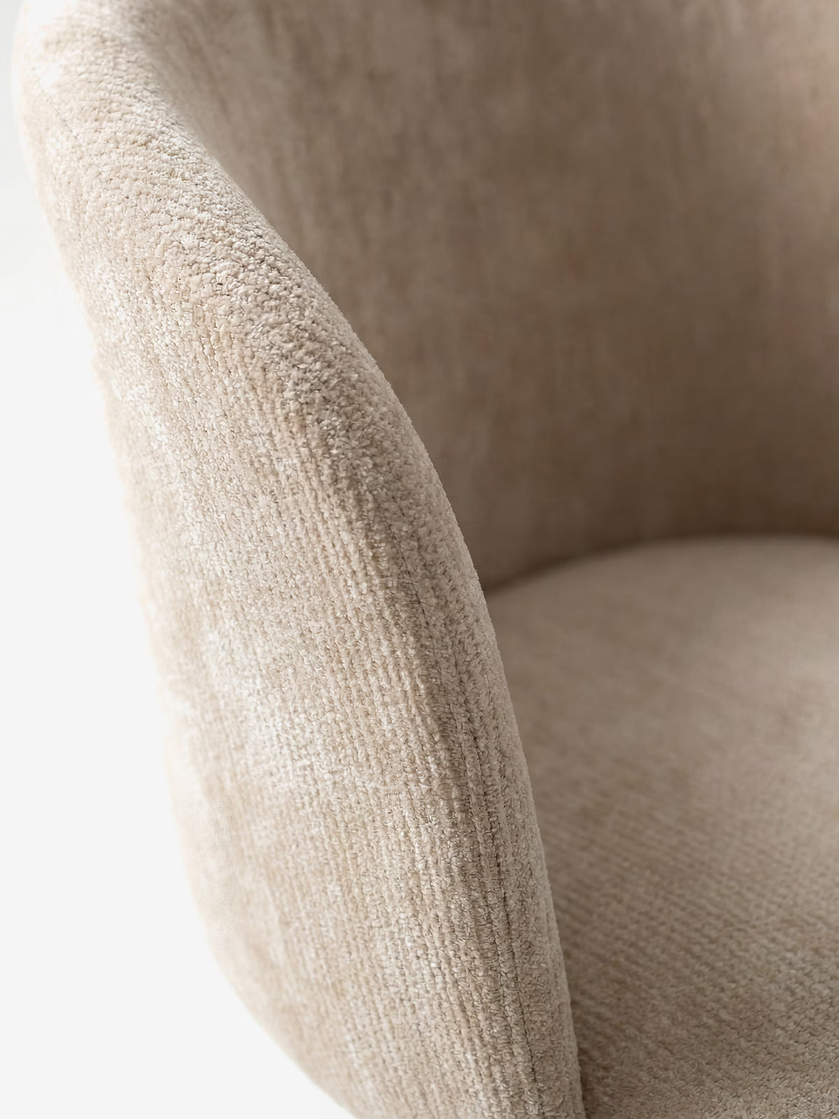 Talia Upholstered chenille chair in cream beige with upholstered base