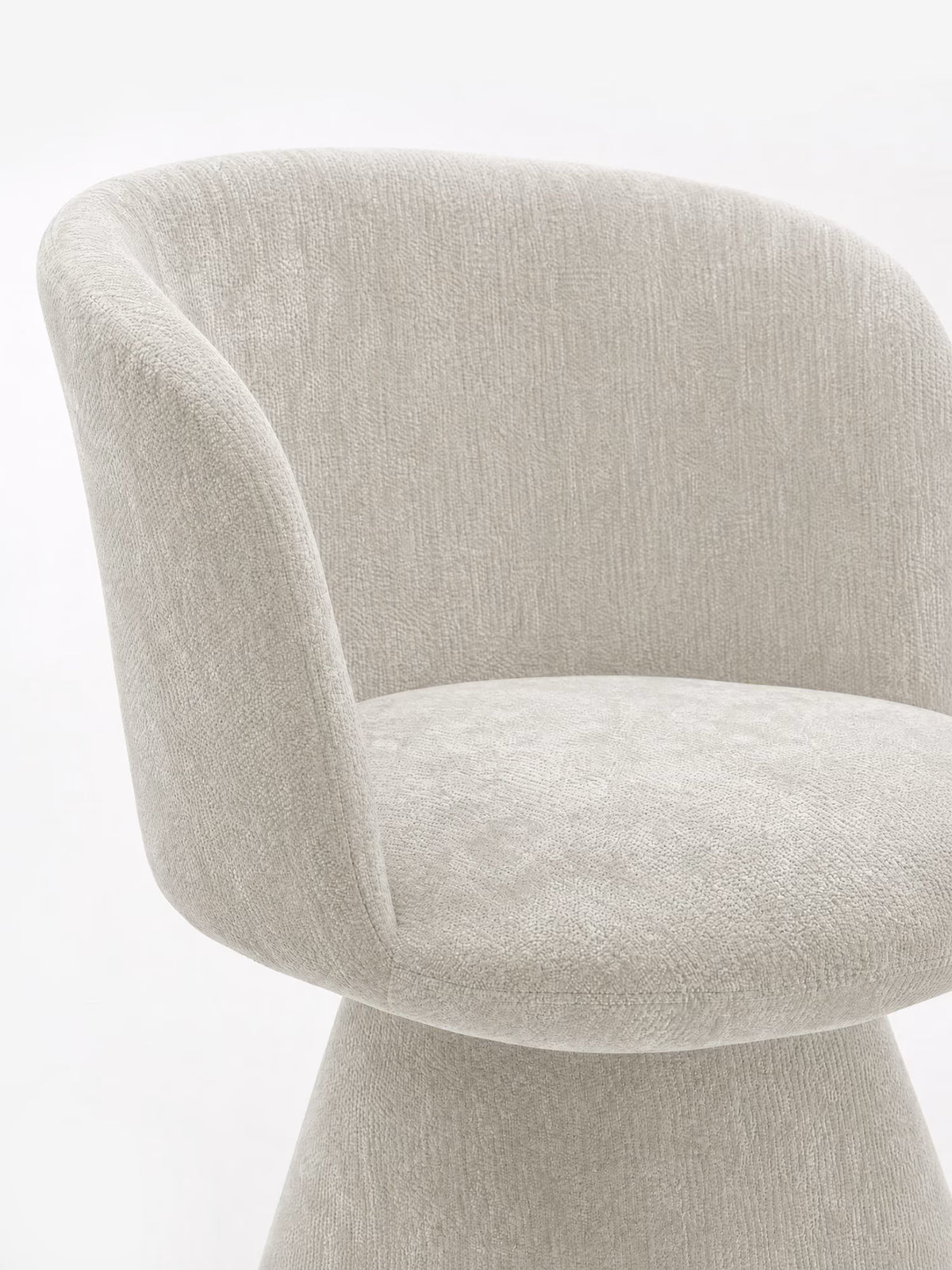 Talia Upholstered chenille chair in cream beige with upholstered base