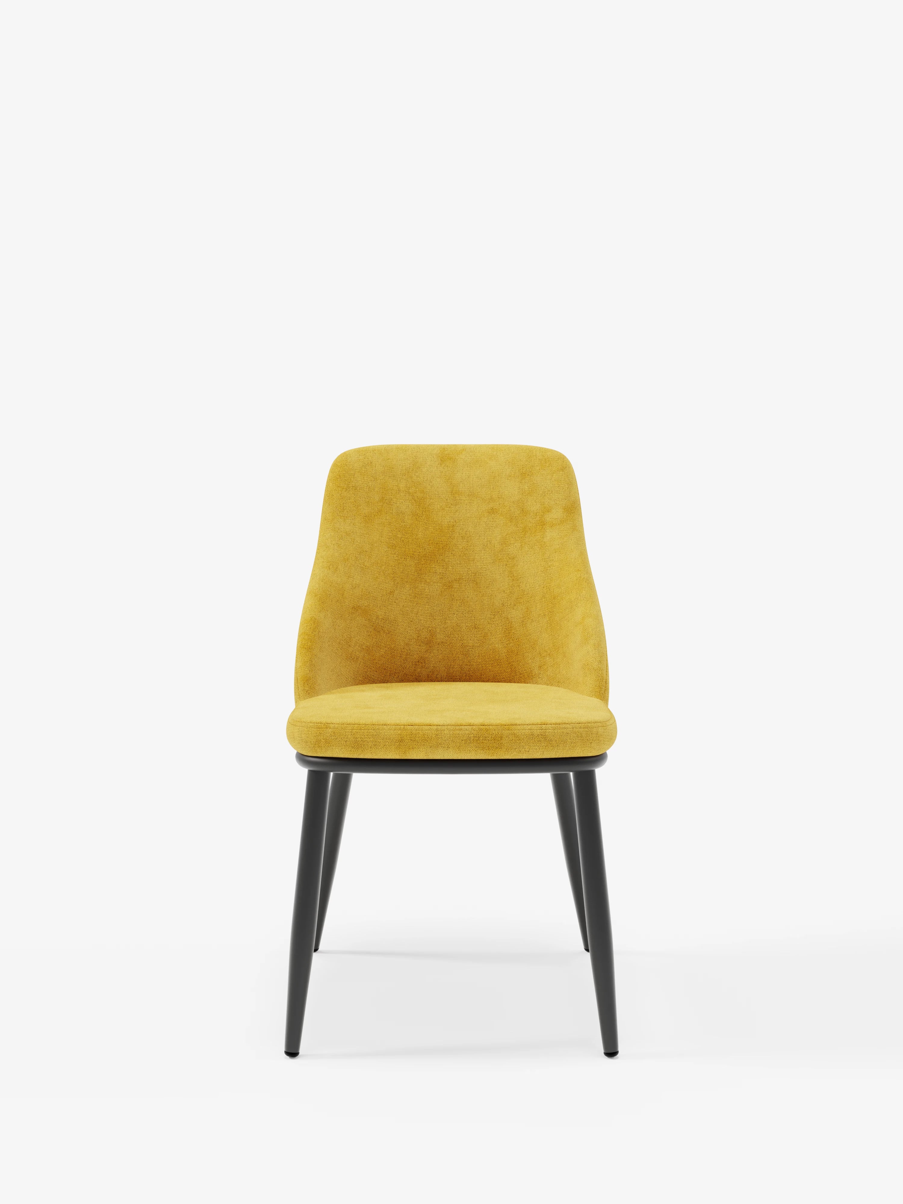 Chaise Tallin en tissu jaune avec pieds en métal laqué noir