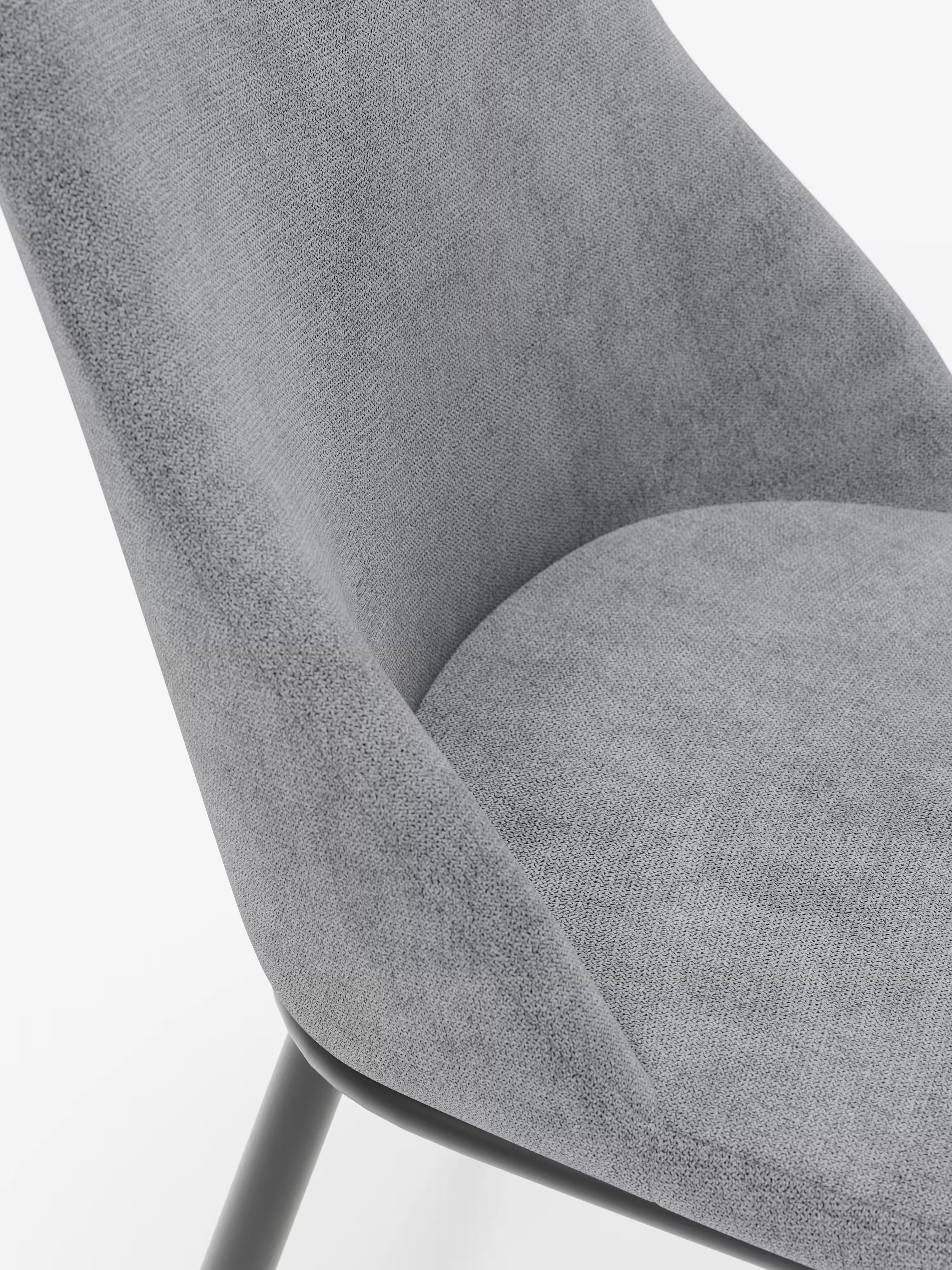Chaise Tallin en tissu gris foncé avec pieds en métal laqué noir