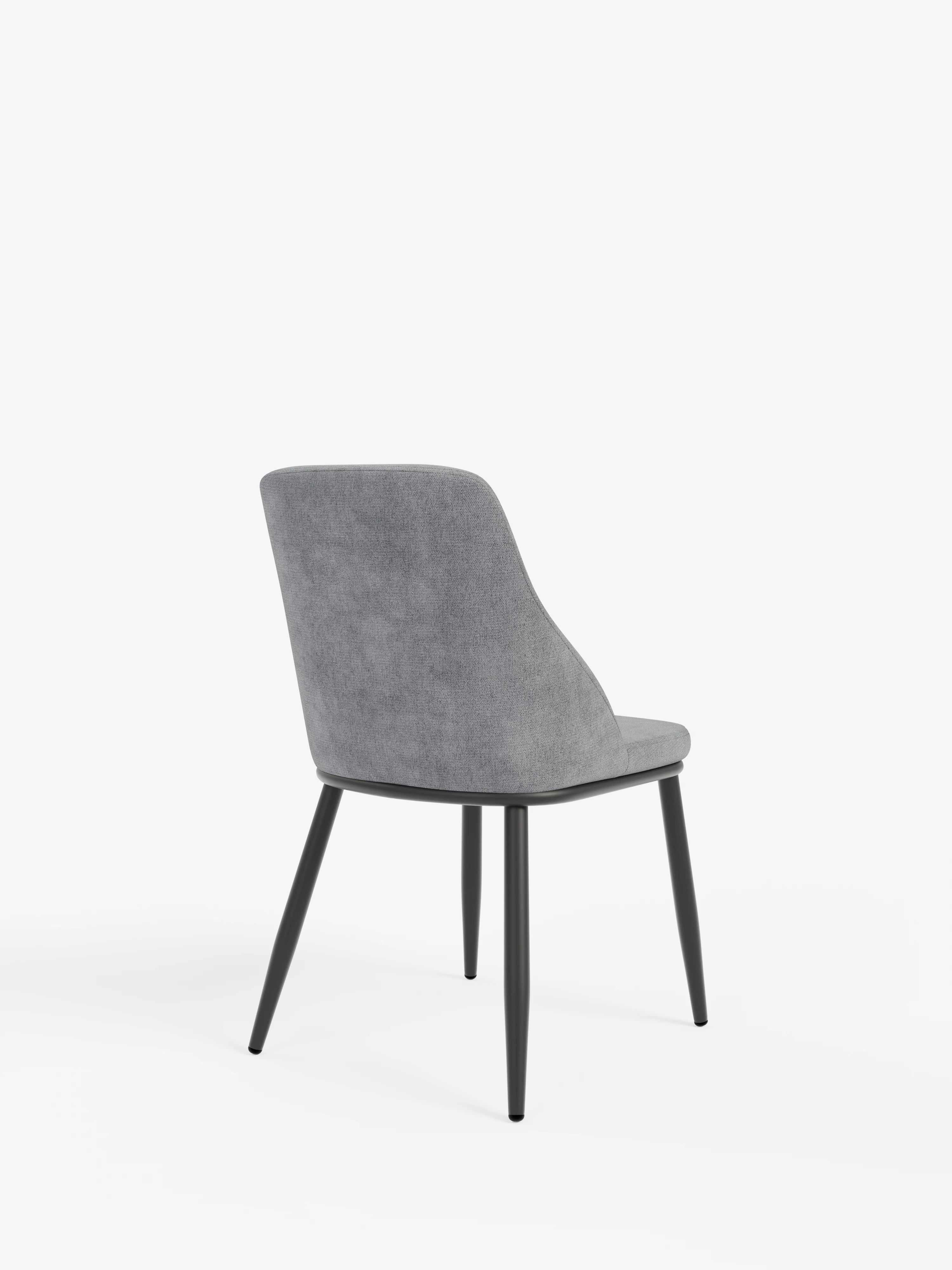Chaise Tallin en tissu gris foncé avec pieds en métal laqué noir