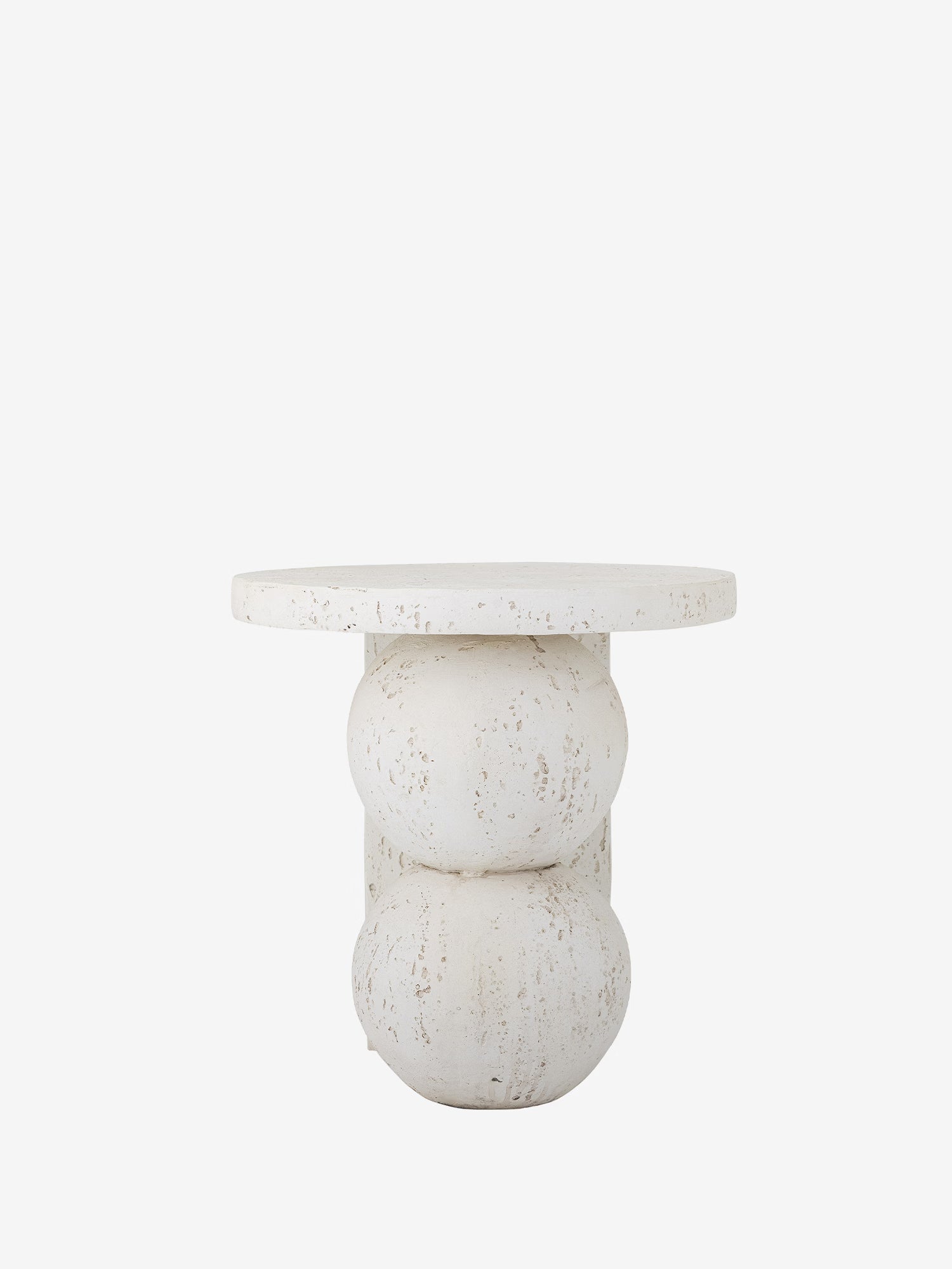 Tally Round side table Ø46 cm in resin with travertine effect - textured and refined design