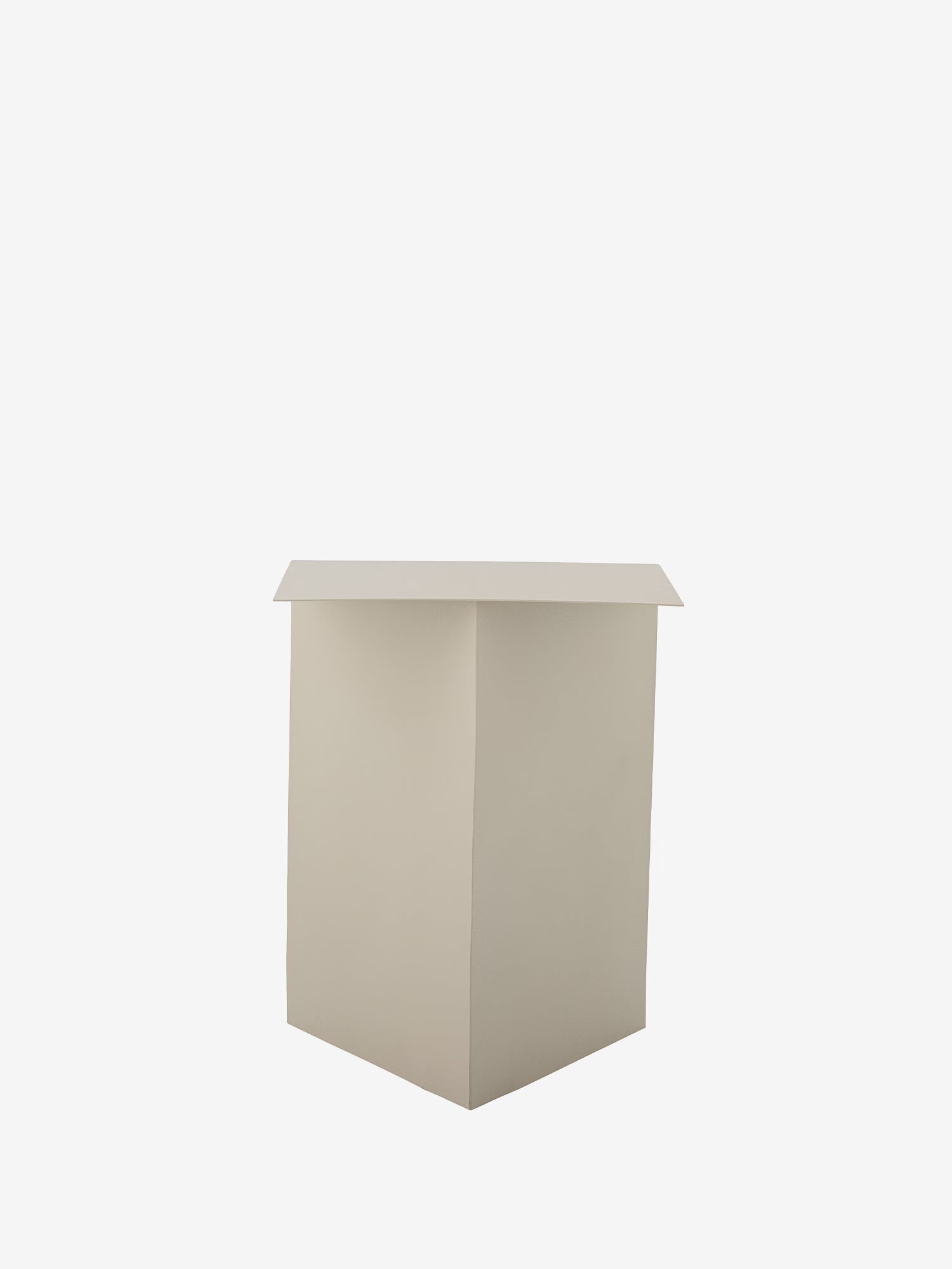Tasha Tavolino d'appoggio in metallo beige con vano contenitore 35×35 cm