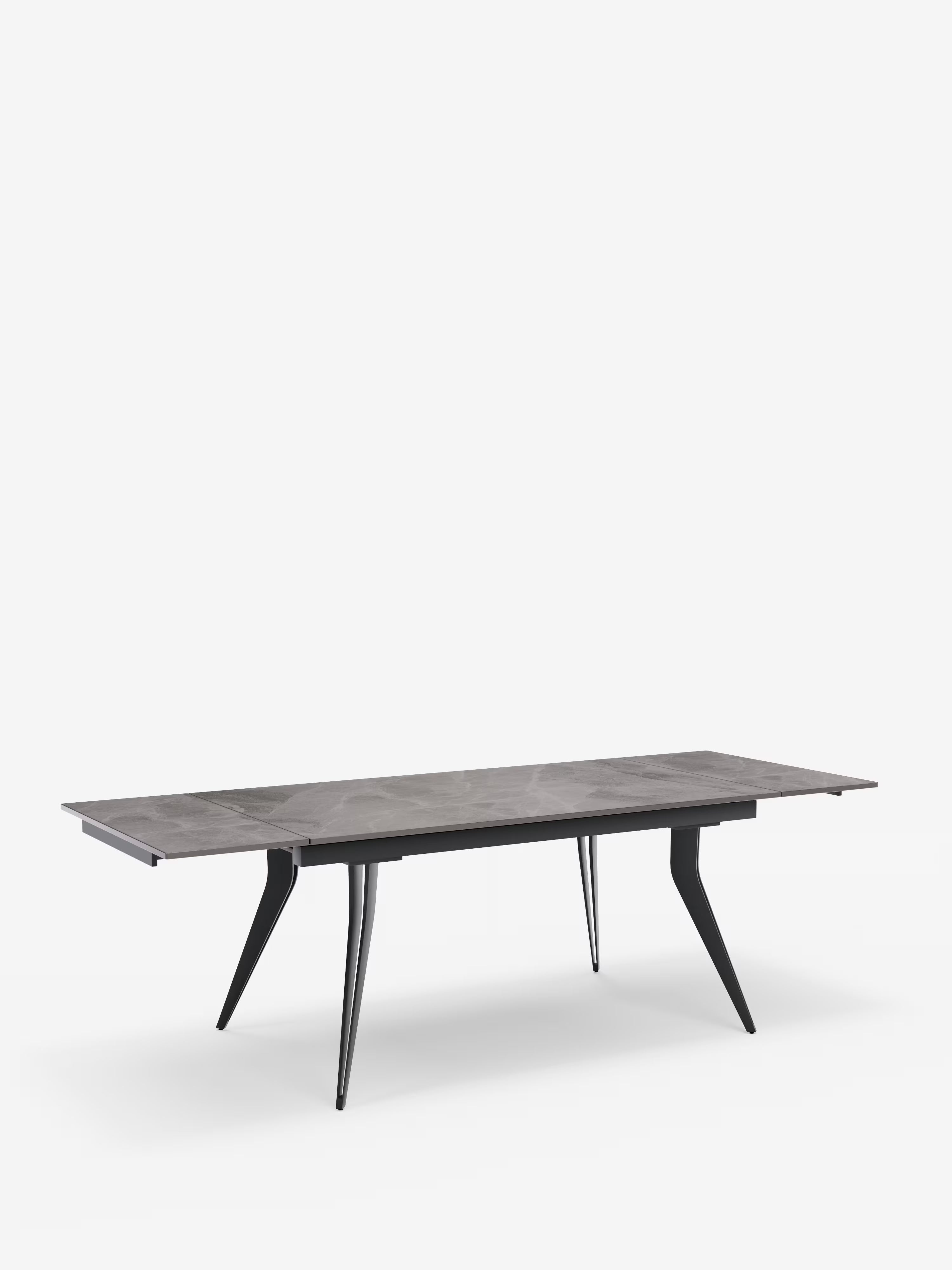 Thor Extendable table with grey marble effect – black metal base 160 (240) x 90 cm