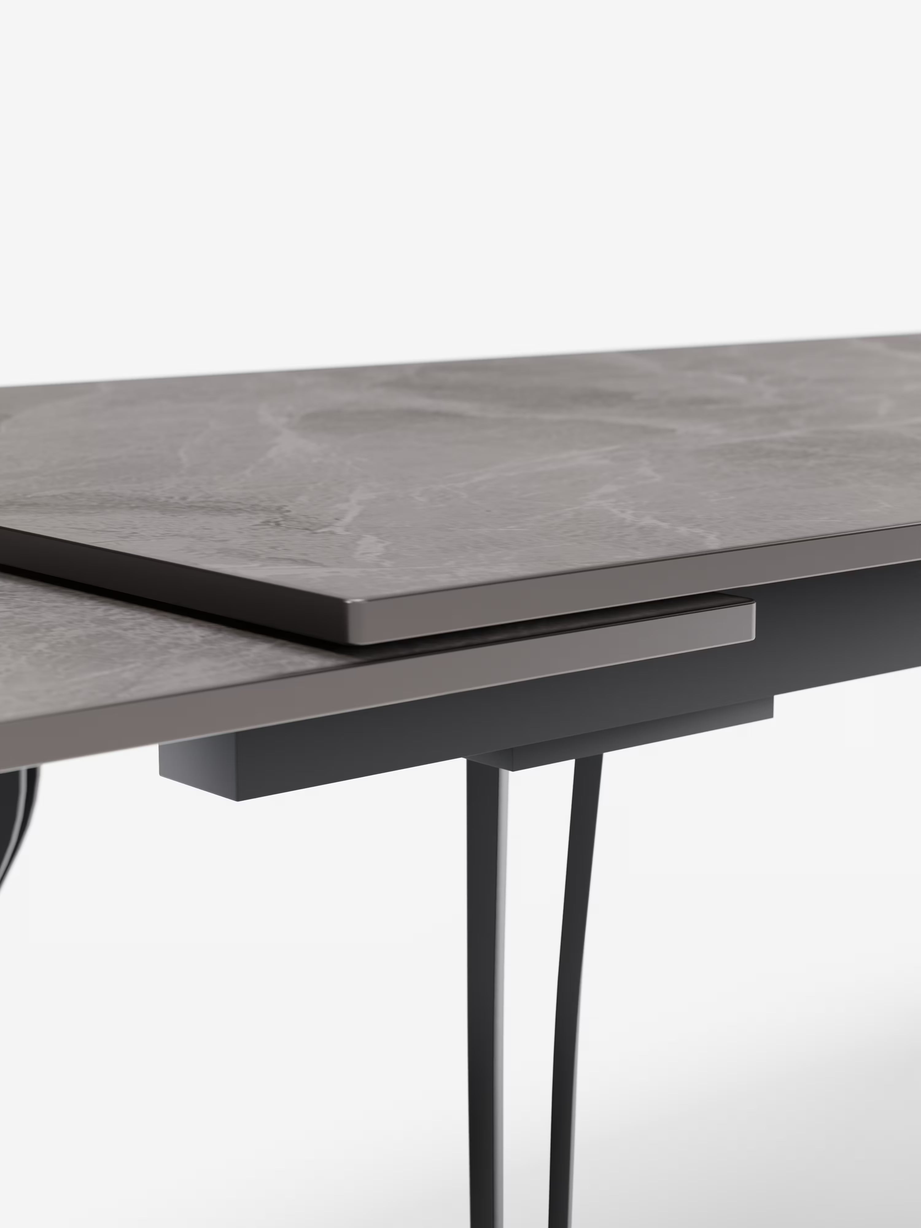 Thor Extendable table with grey marble effect – black metal base 160 (240) x 90 cm