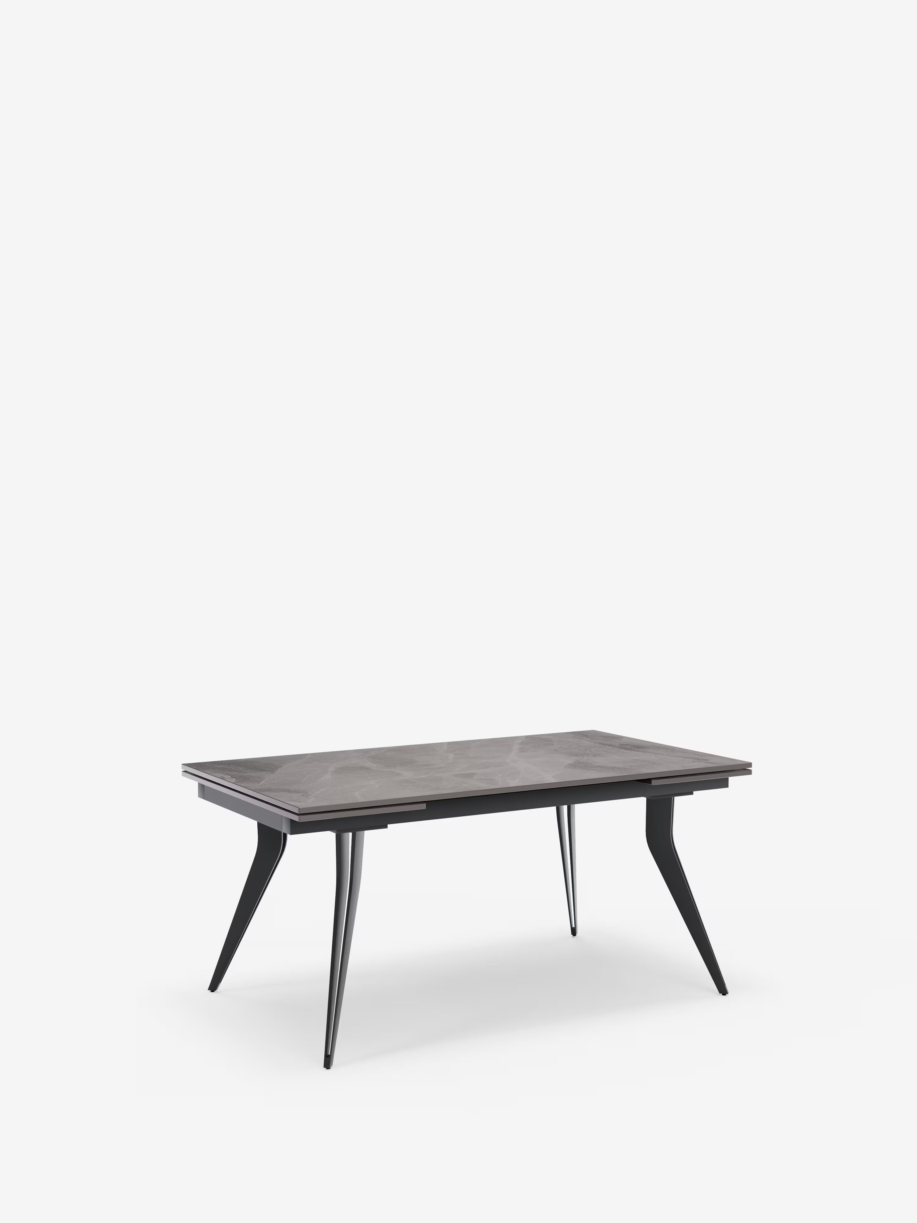 Thor Extendable table with grey marble effect – black metal base 160 (240) x 90 cm