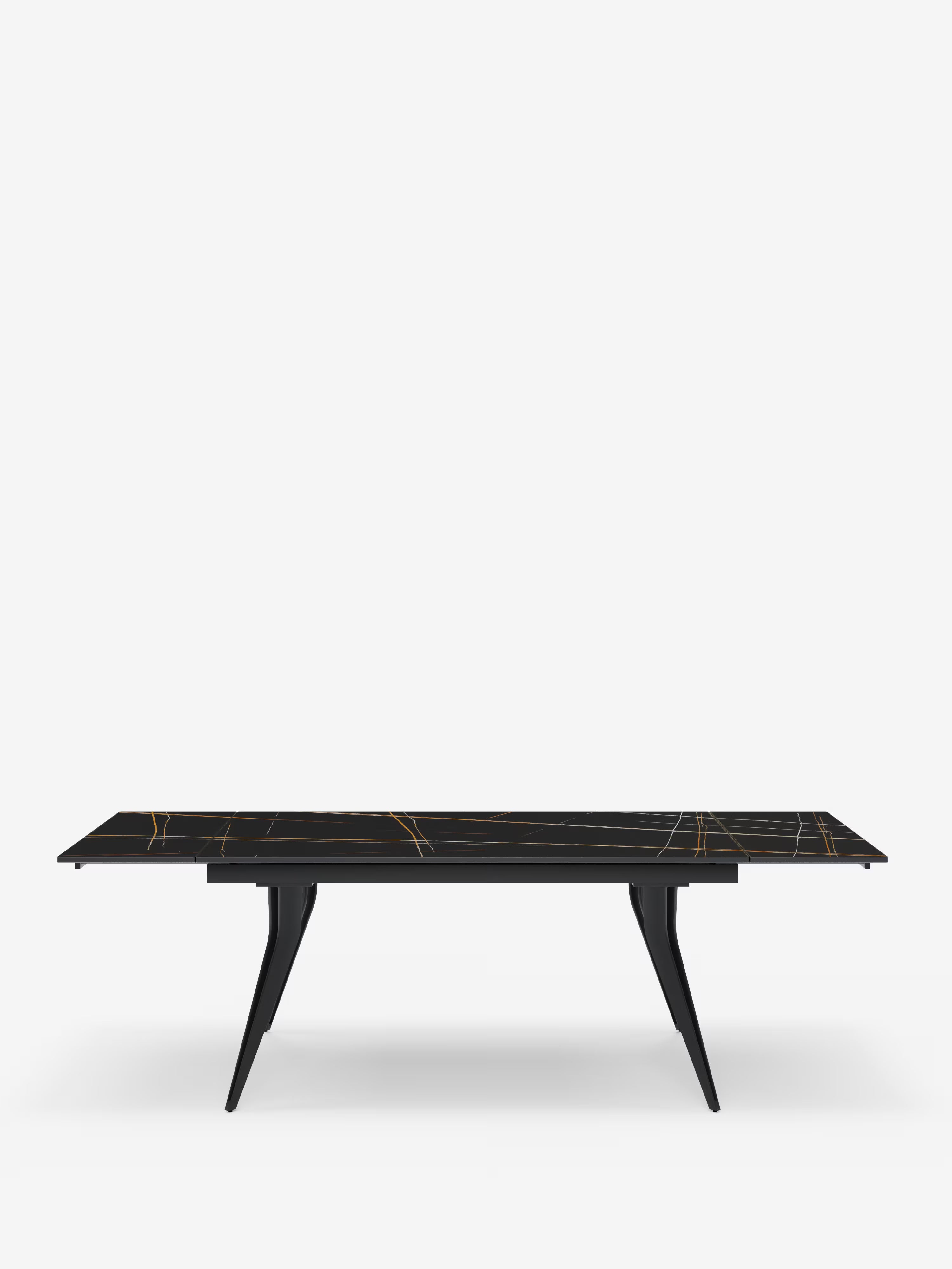 Thor Tavolo allungabile effetto marmo nero – base in metallo nero 160 (240) x 90 cm