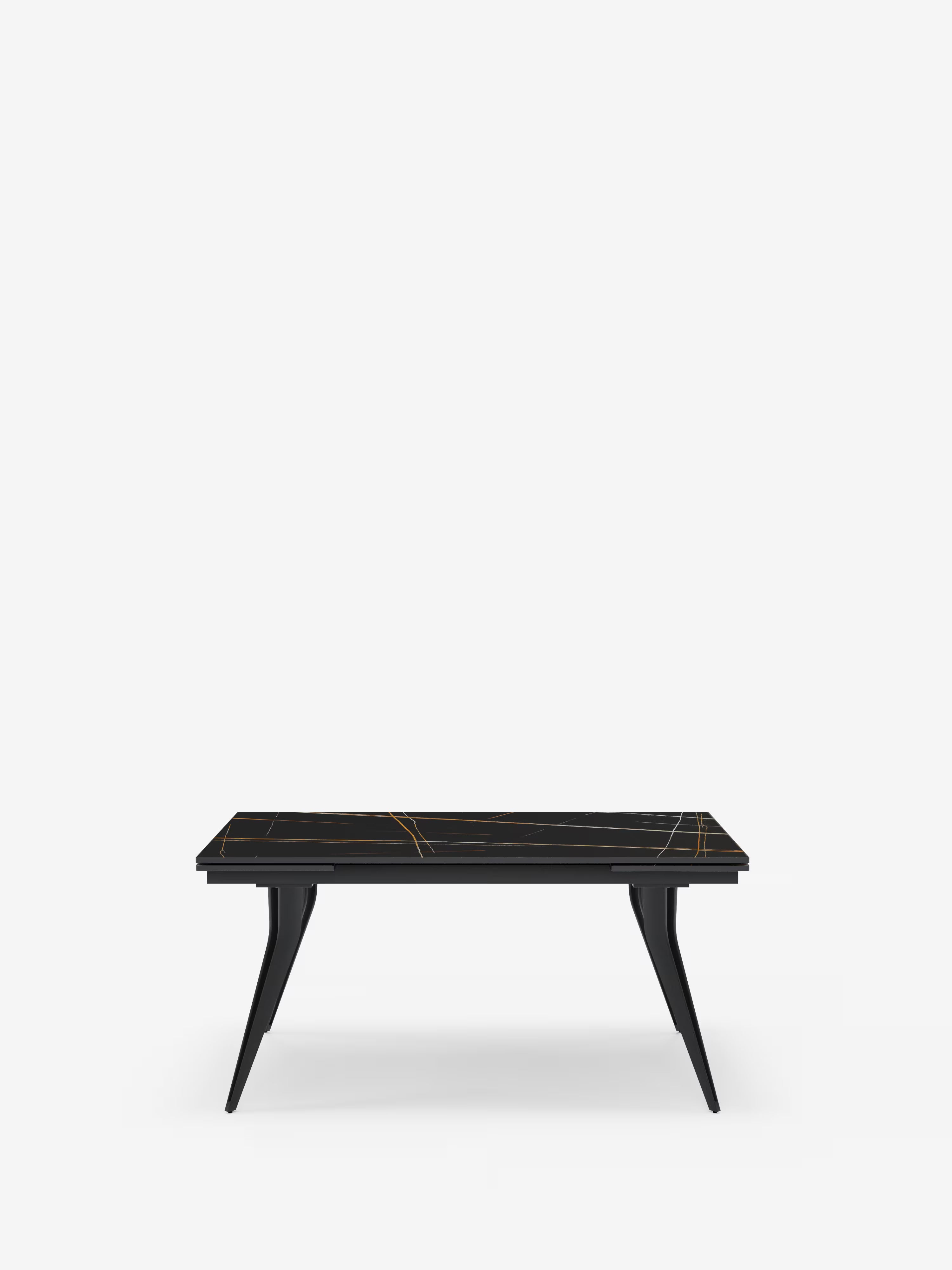 Thor Mesa extensible efecto mármol negro – base de metal negro 160 (240) x 90 cm