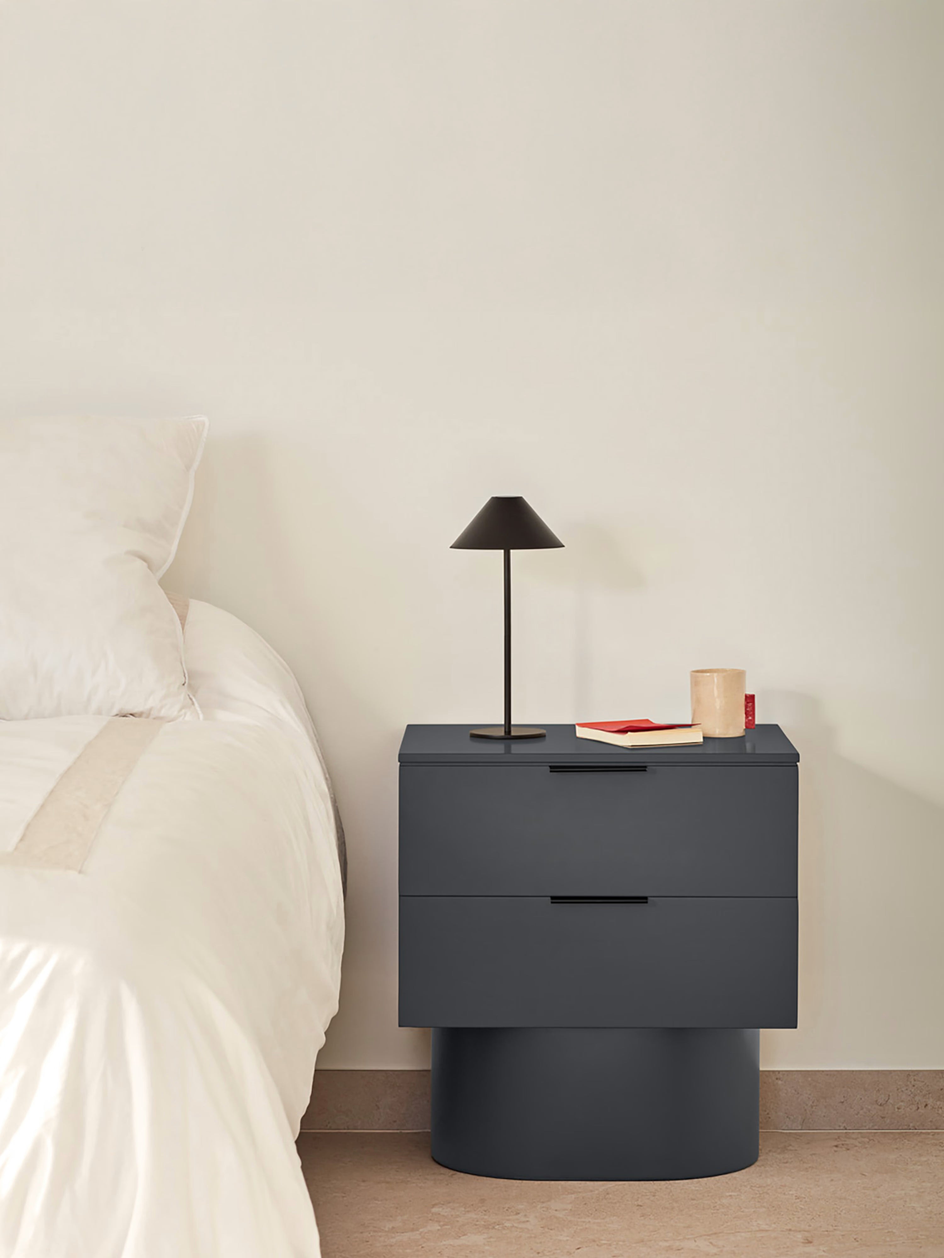 Totem comodino in legno mdf antracite - design moderno 2 cassetti 50 x 55 cm