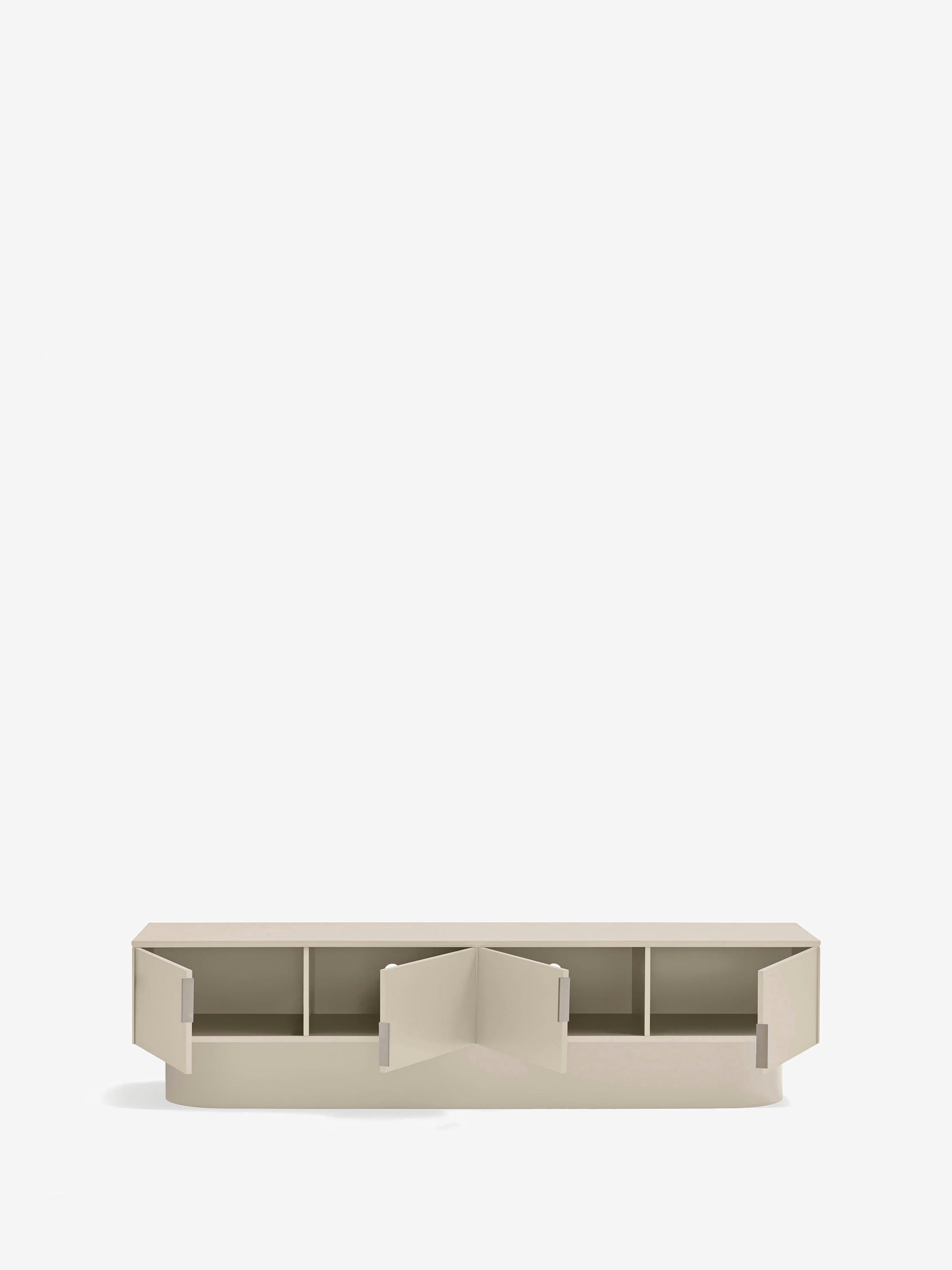 Totem mueble de TV de 4 puertas en MDF beige arena 200 x 50 cm