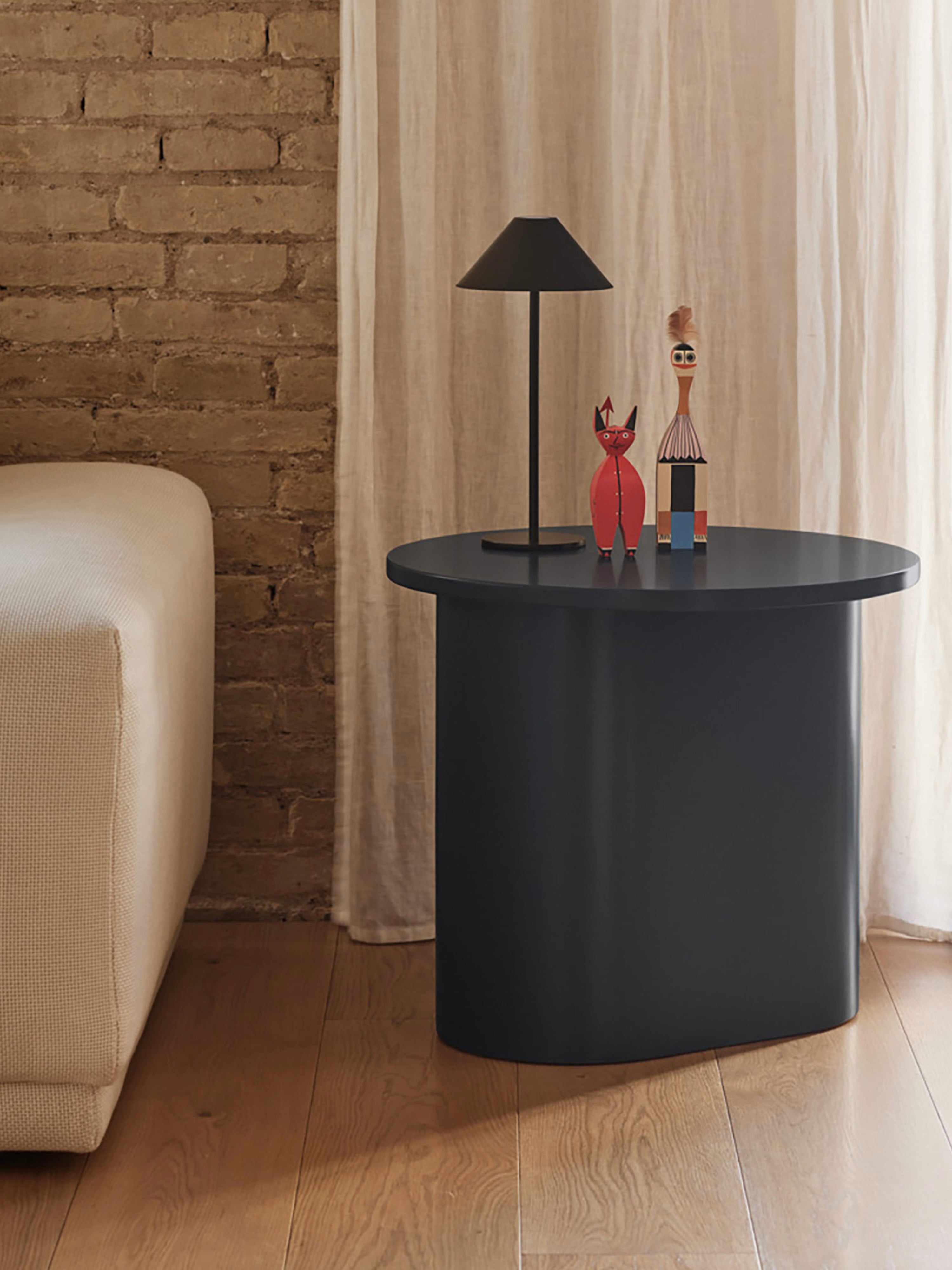 Totem tavolino da appoggio rotondo in mdf grigio antracite Ø36 cm