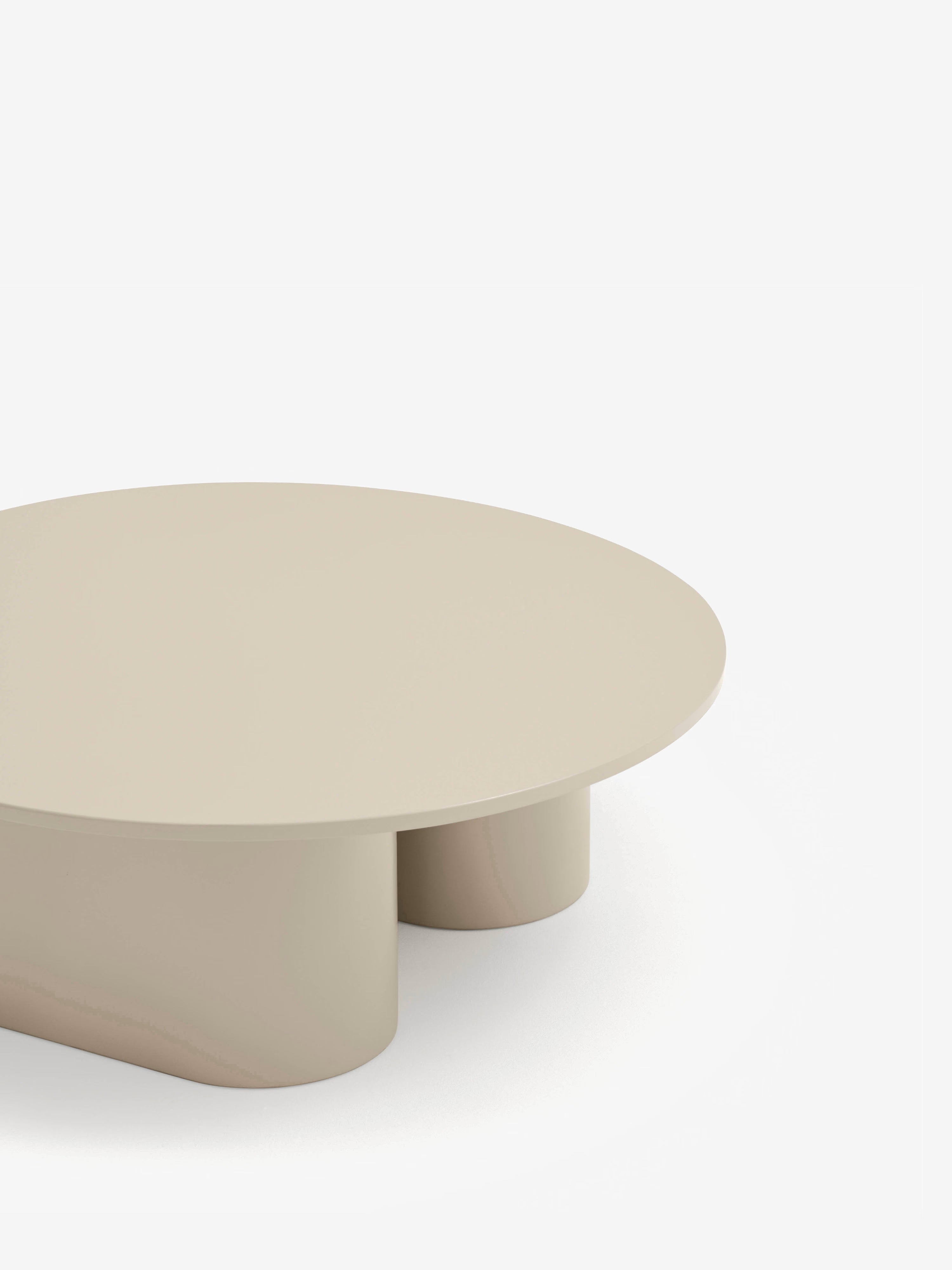 Totem runder Couchtisch aus MDF Sandbeige Ø 110 cm
