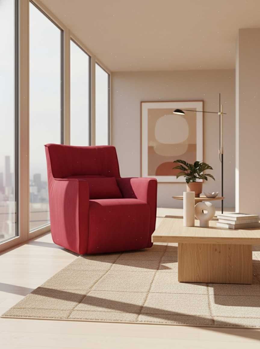 Tulla sillón giratorio con cojín lumbar - diseño elegante en tejido impermeable