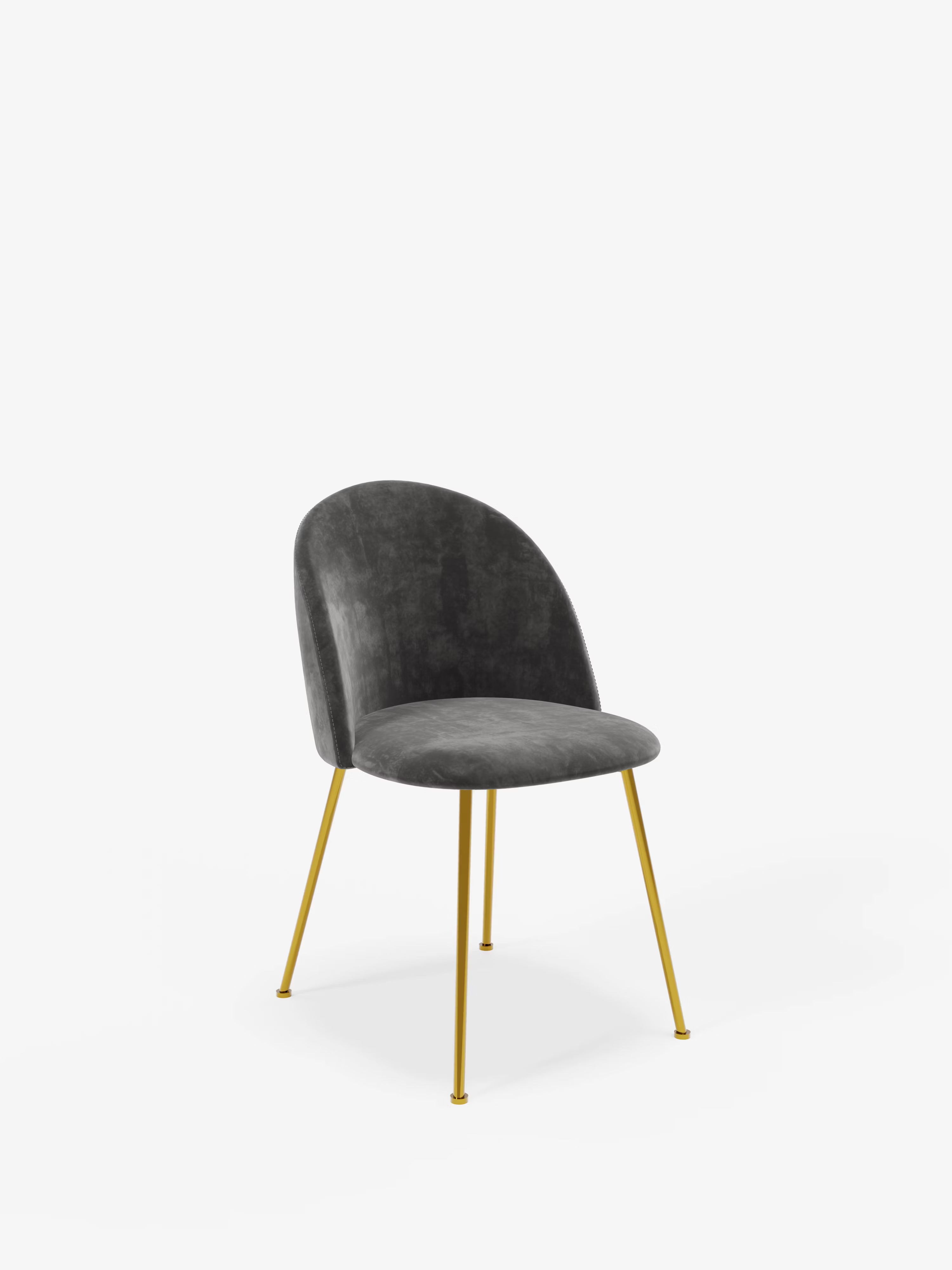 Venezia chaise en velours gris foncé avec pieds en métal doré