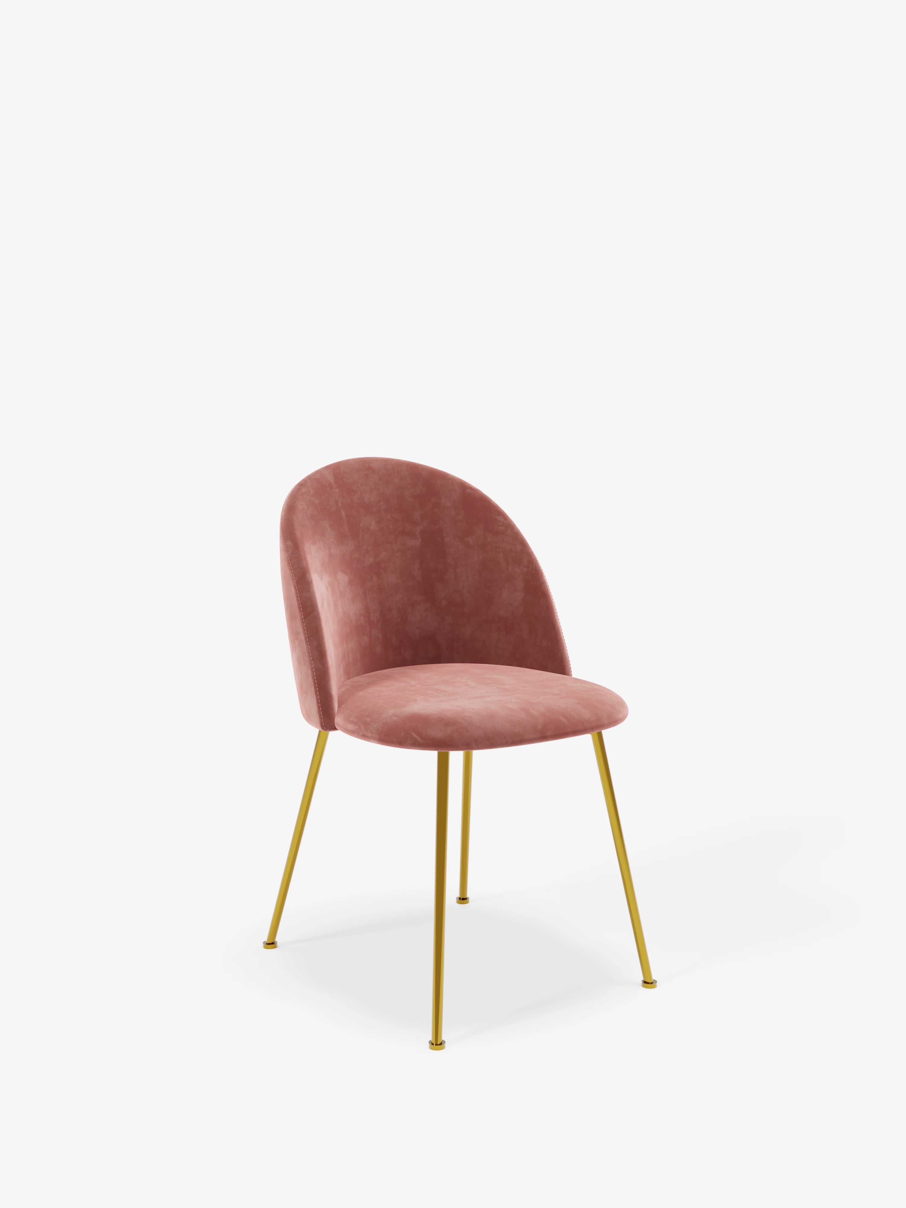 Venezia silla de terciopelo rosa empolvado con patas de metal dorado