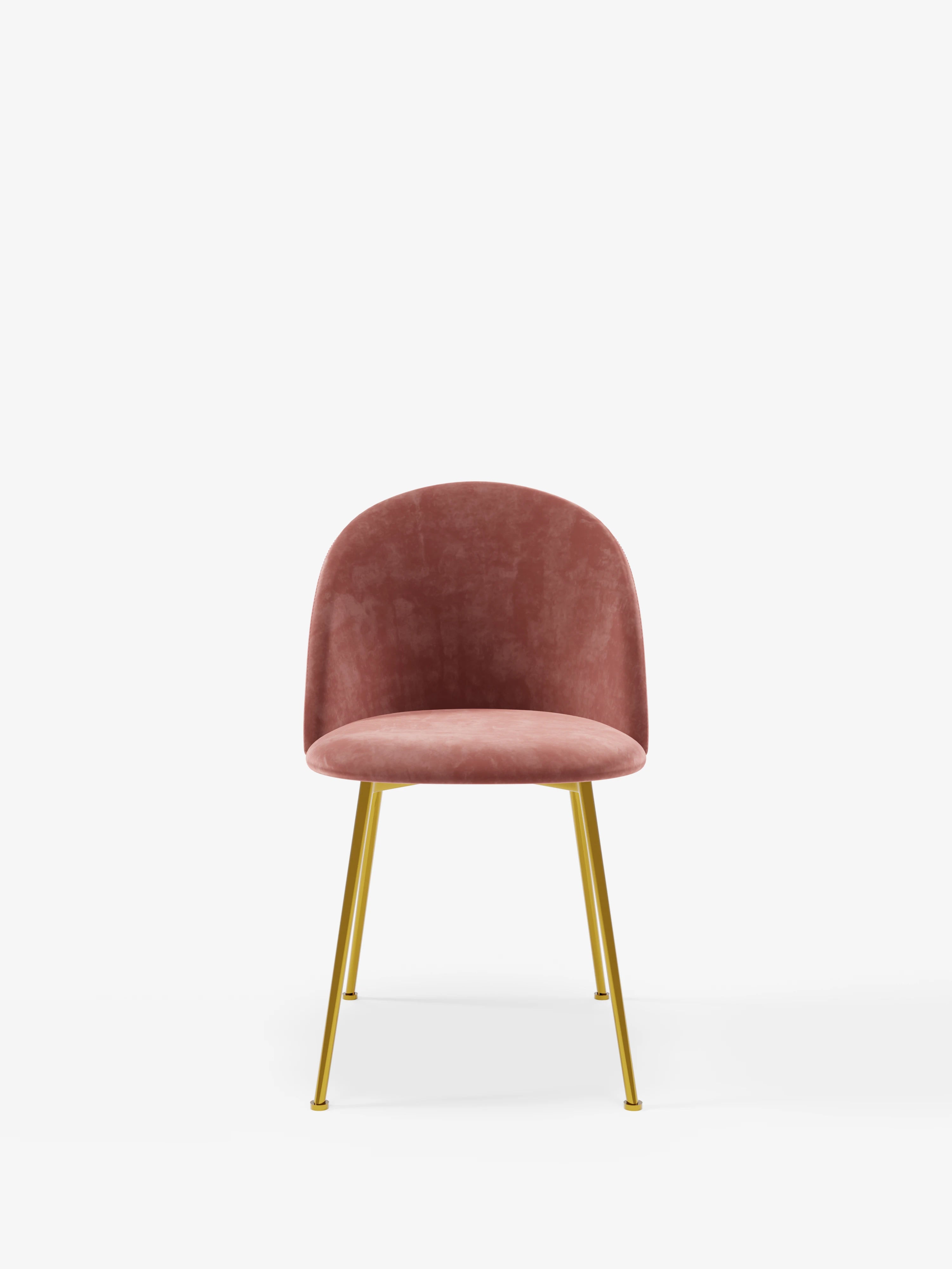 Venezia silla de terciopelo rosa empolvado con patas de metal dorado