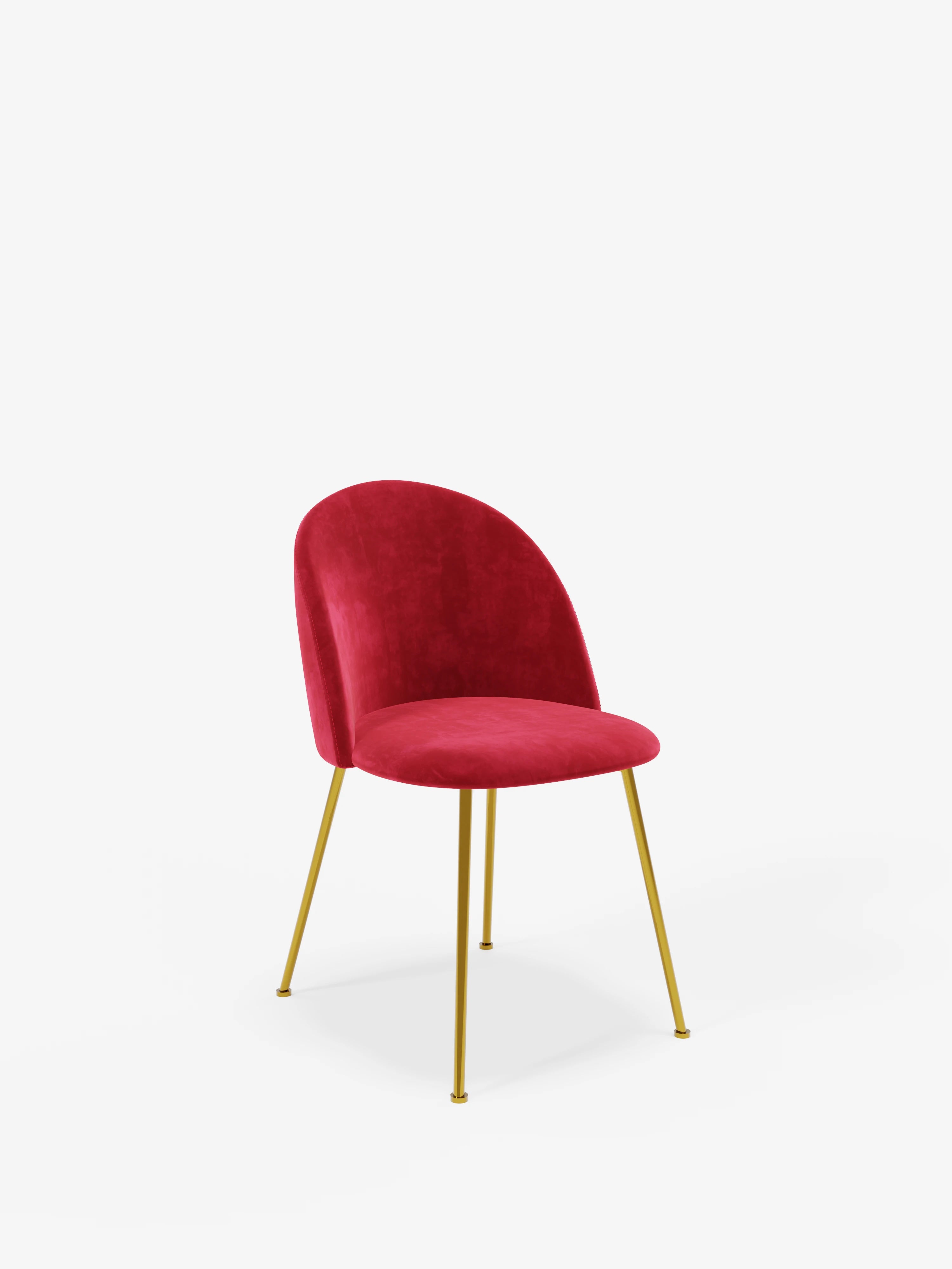 Venezia silla de terciopelo rojo con patas de metal dorado