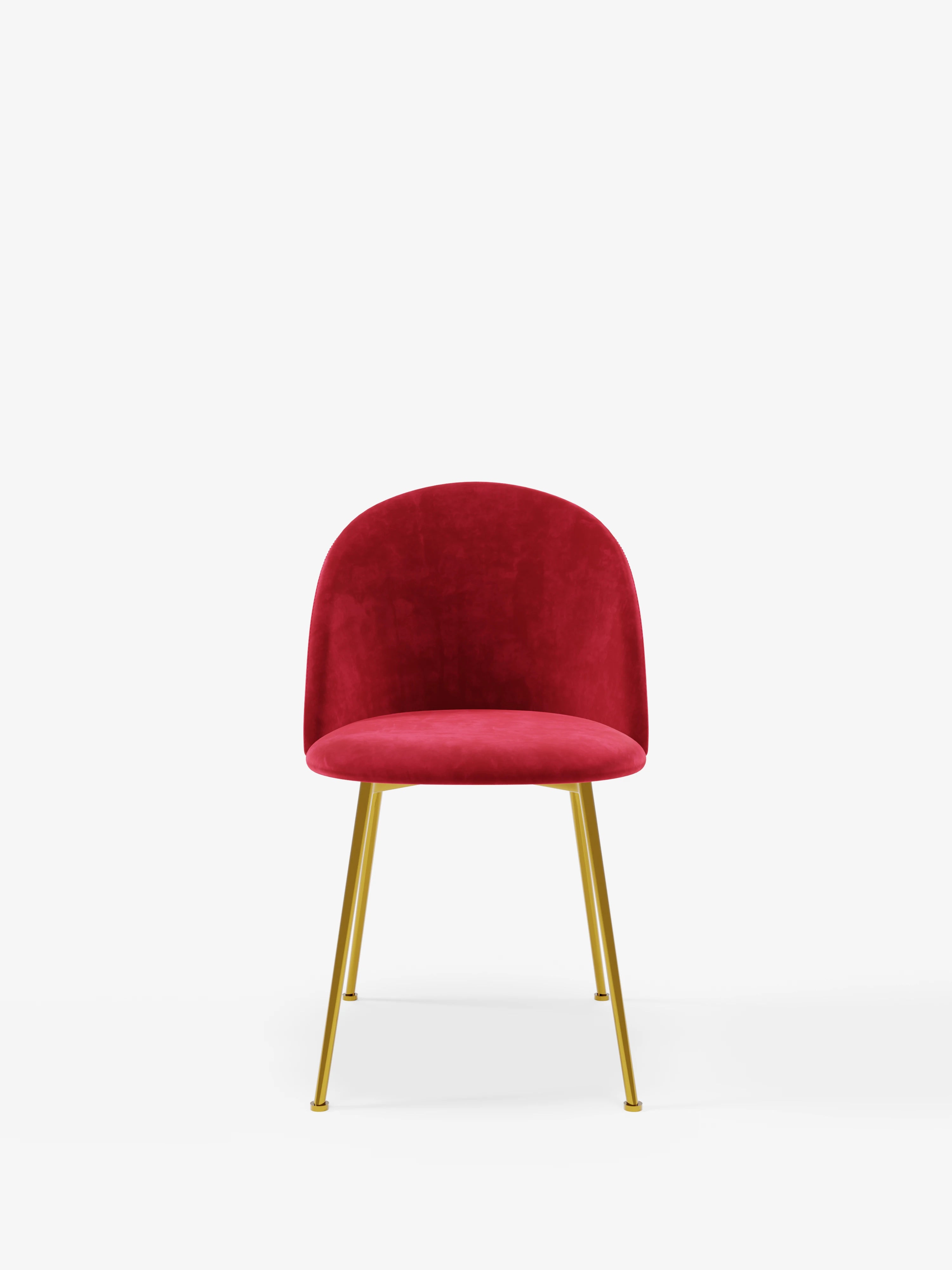 Venezia chaise en velours rouge avec pieds en métal doré