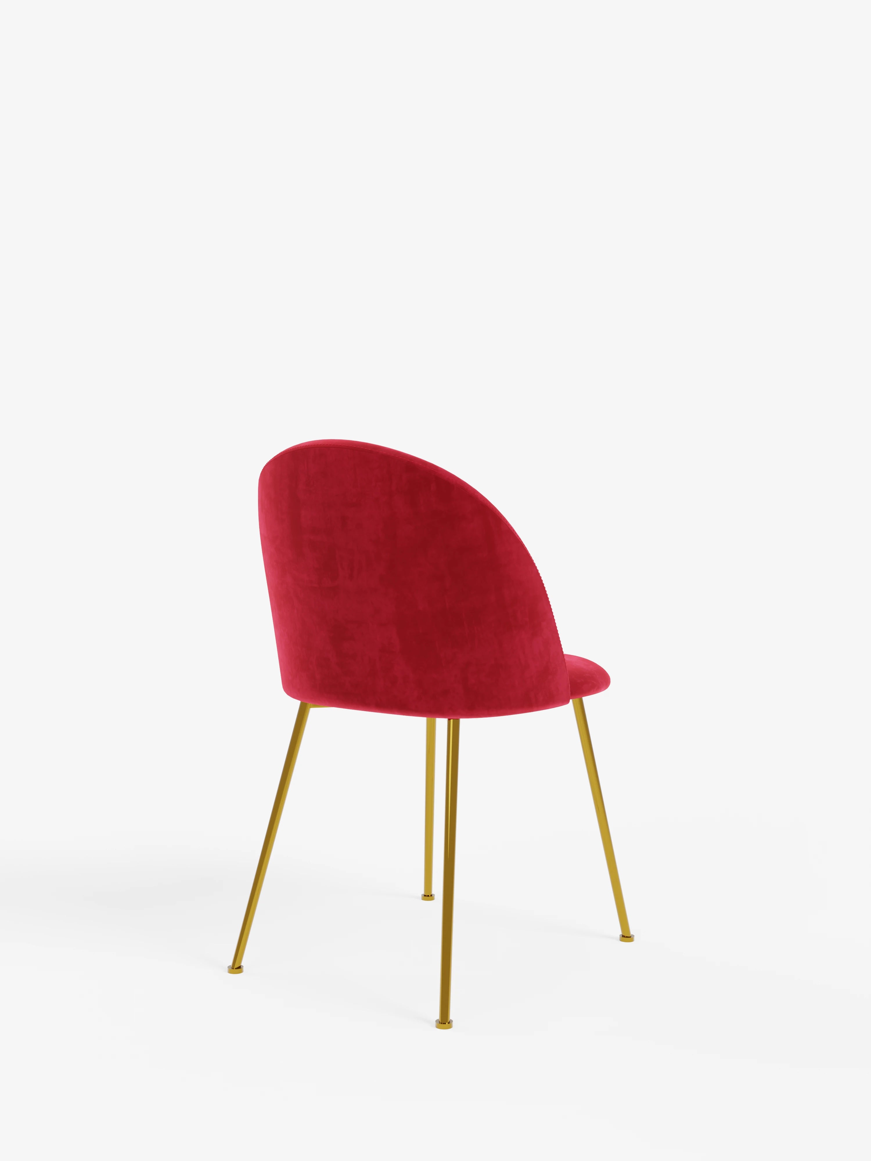 Venezia chaise en velours rouge avec pieds en métal doré