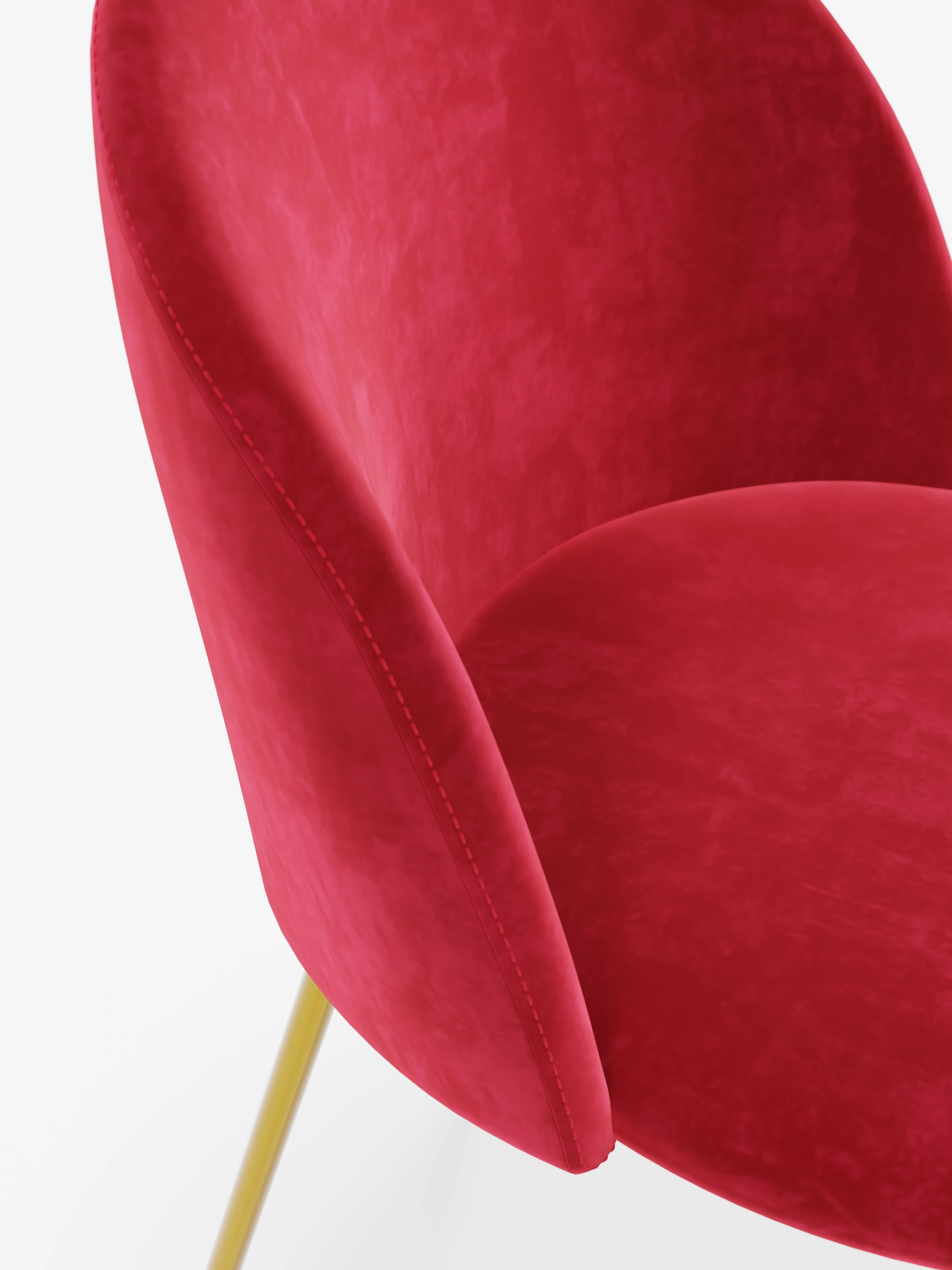 Venezia chaise en velours rouge avec pieds en métal doré