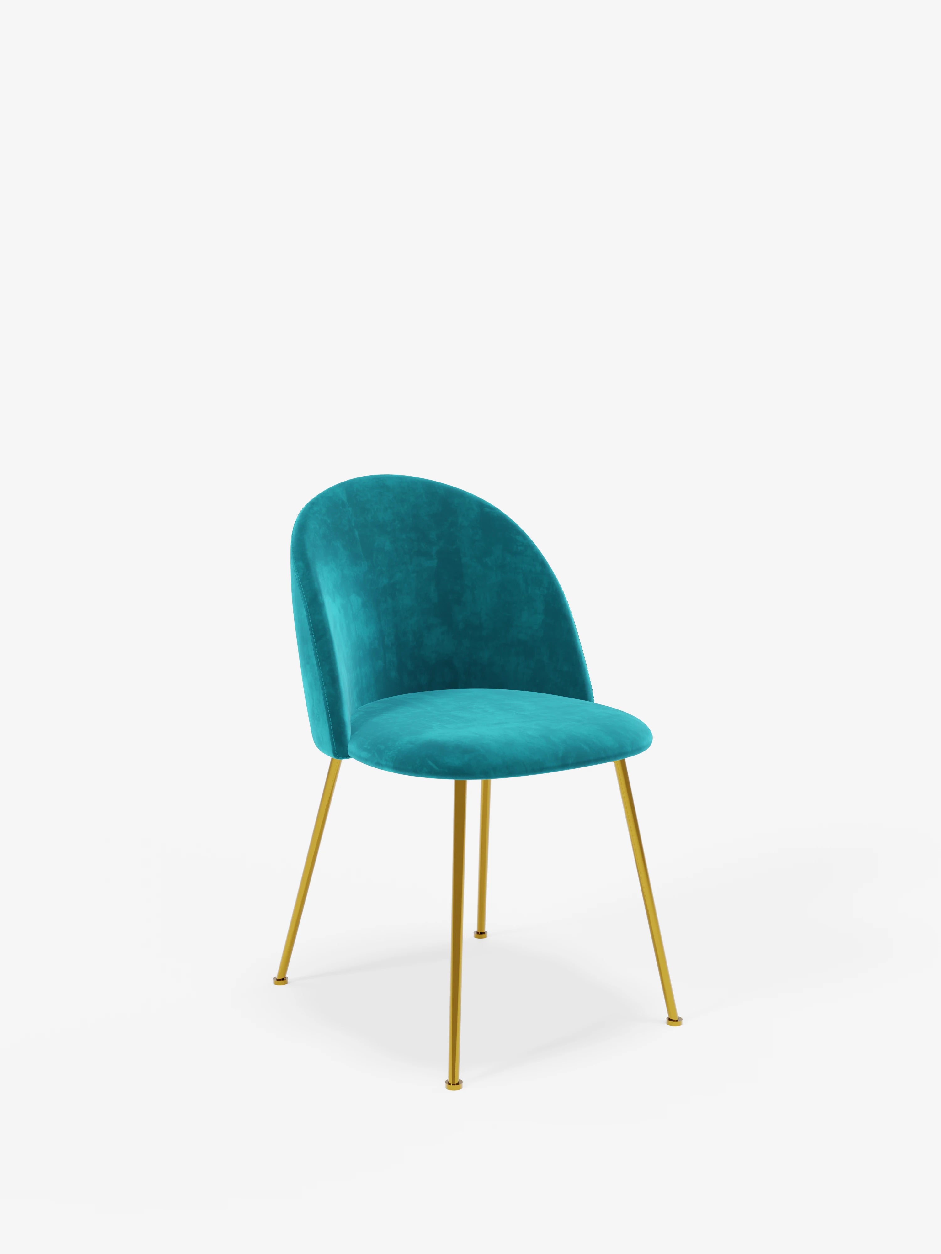 Venezia chaise en velours bleu topaze avec pieds en métal doré