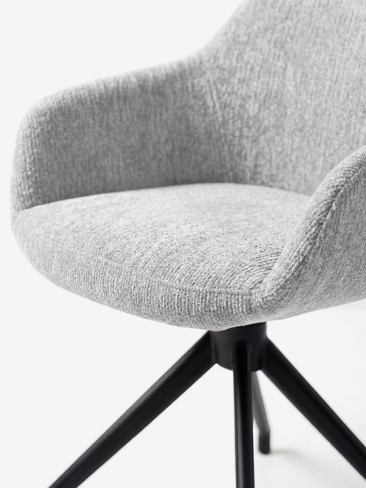 Vico upholstered chair in soft-touch blue chenille fabric with black metal legs