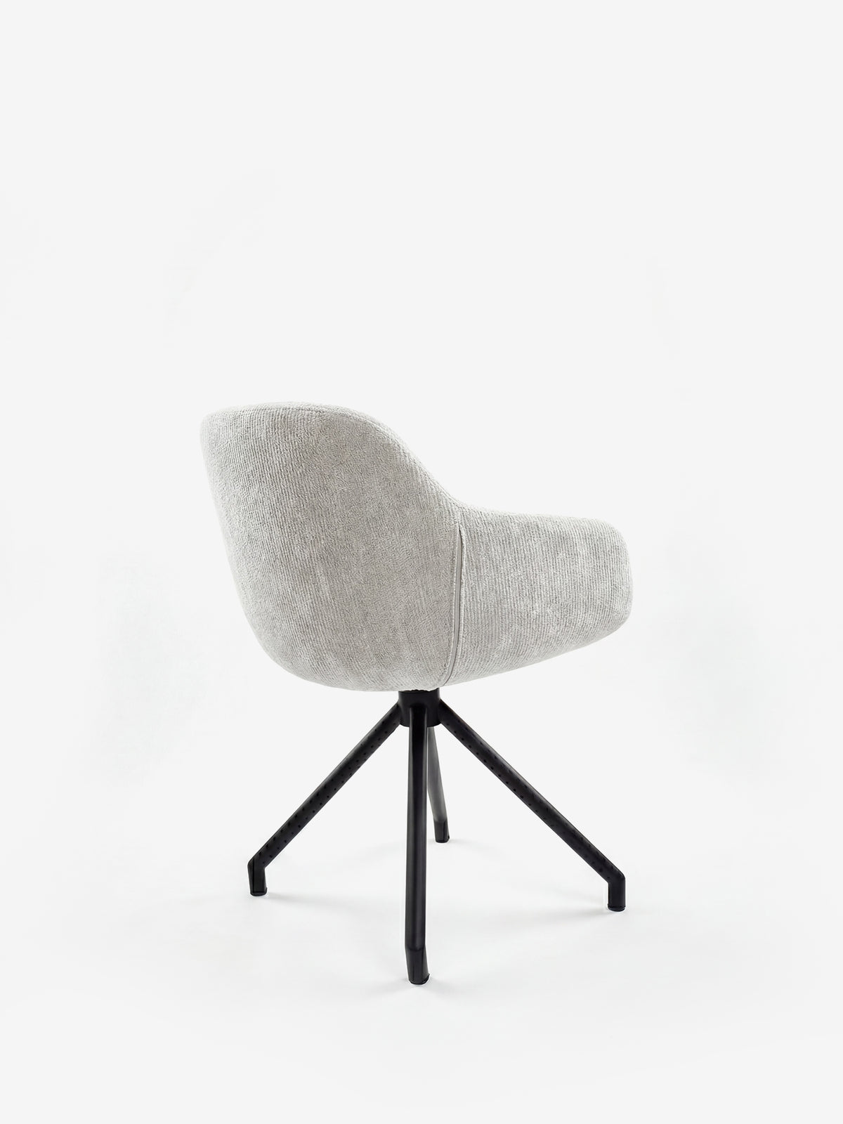 Vico upholstered chair in soft-touch blue chenille fabric with black metal legs