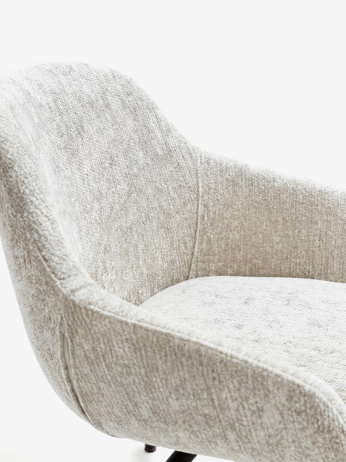 Vico upholstered chair in soft-touch blue chenille fabric with black metal legs
