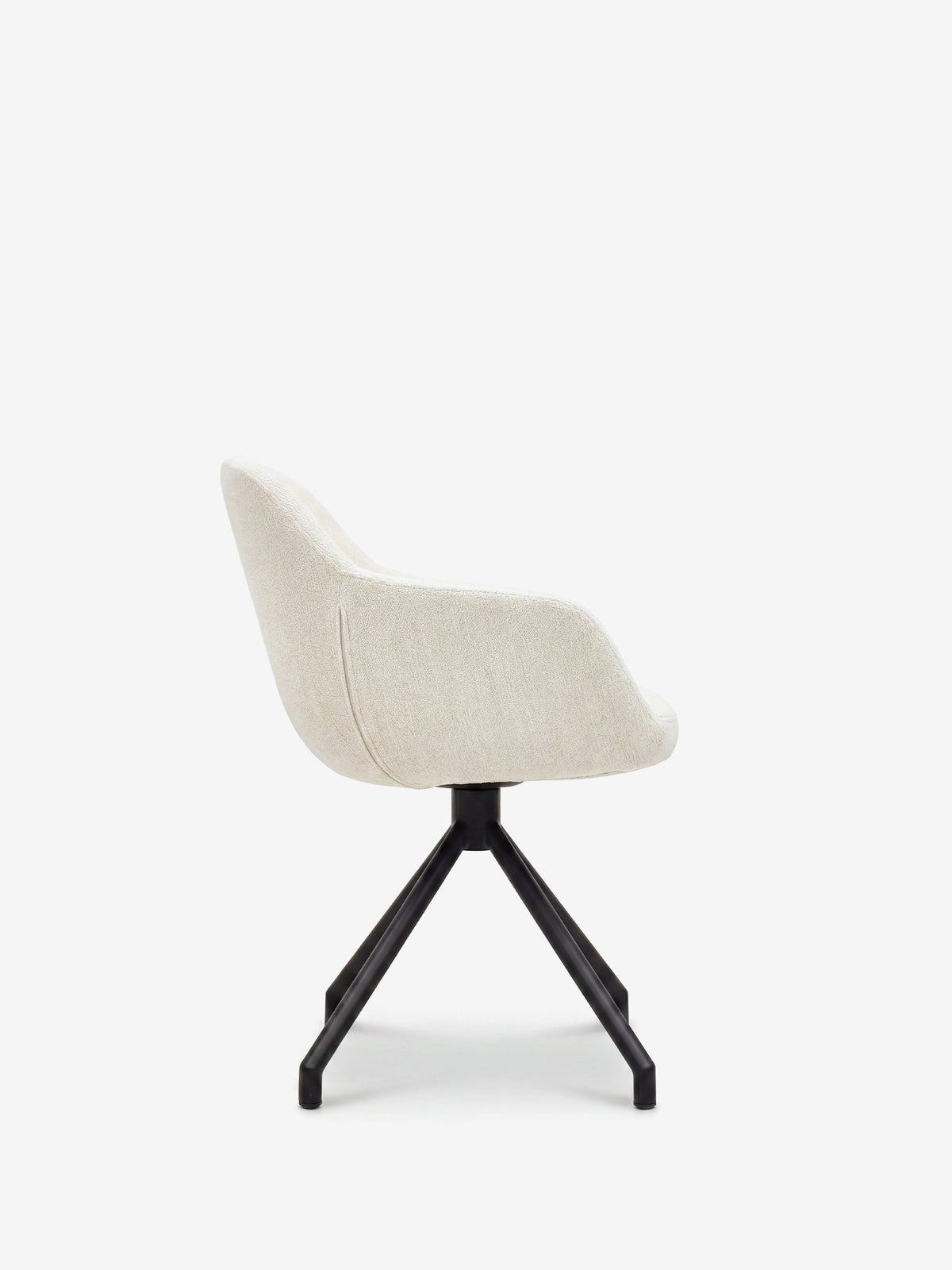 Vico upholstered chair in soft-touch blue chenille fabric with black metal legs