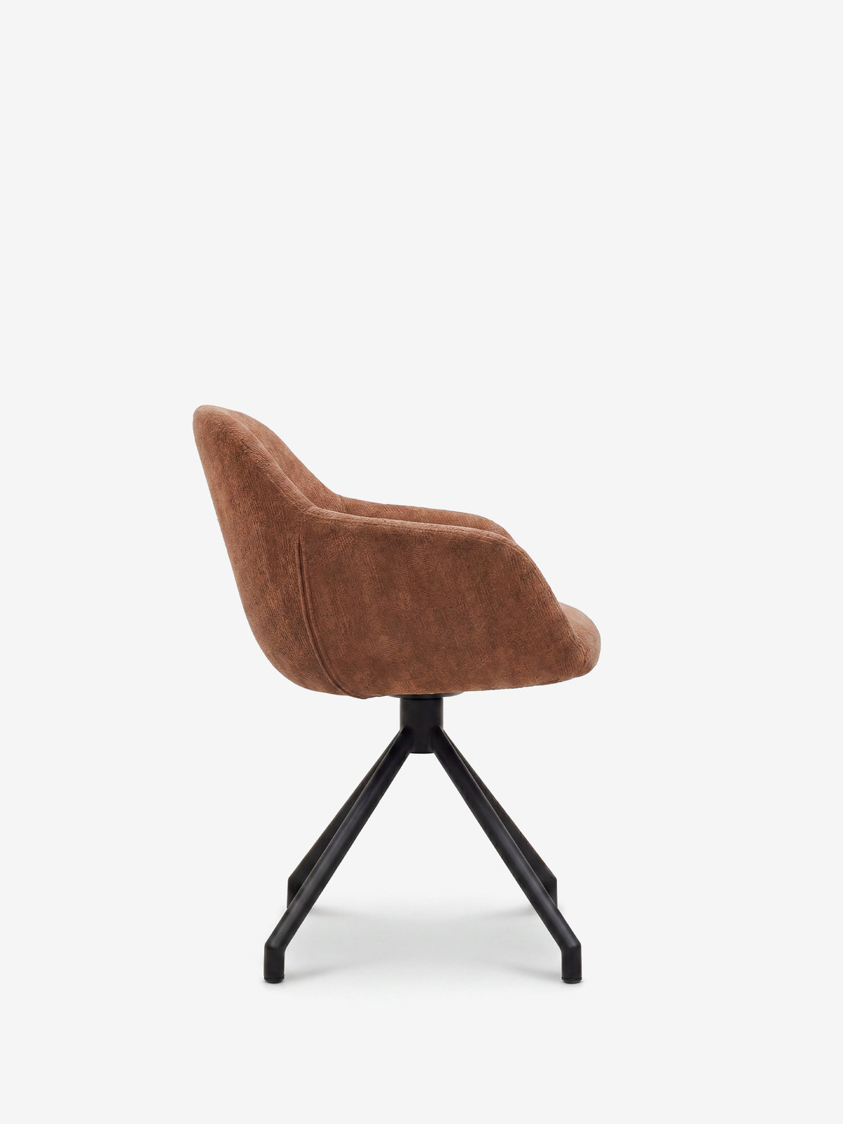 Vico upholstered chair in soft-touch blue chenille fabric with black metal legs