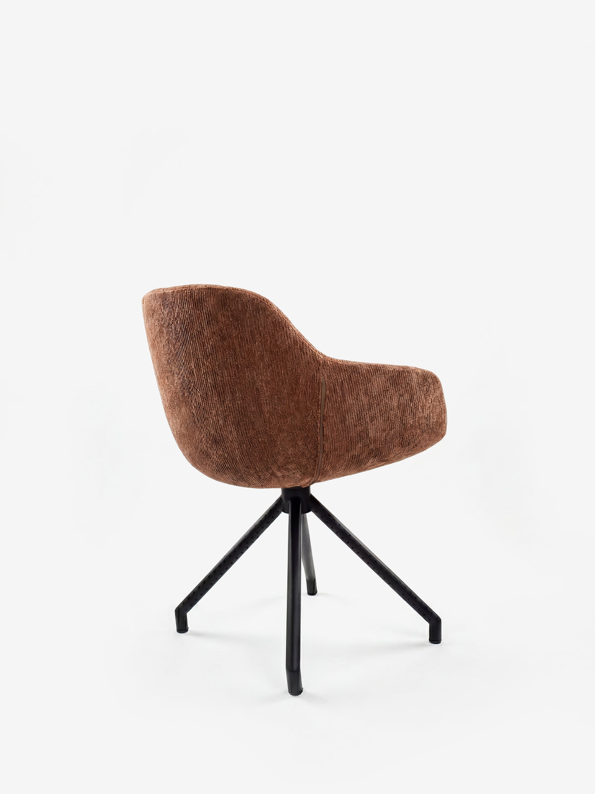 Vico upholstered chair in soft-touch blue chenille fabric with black metal legs