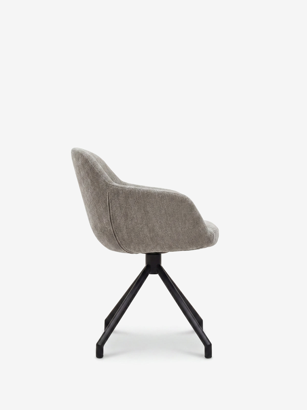 Vico upholstered chair in soft-touch blue chenille fabric with black metal legs