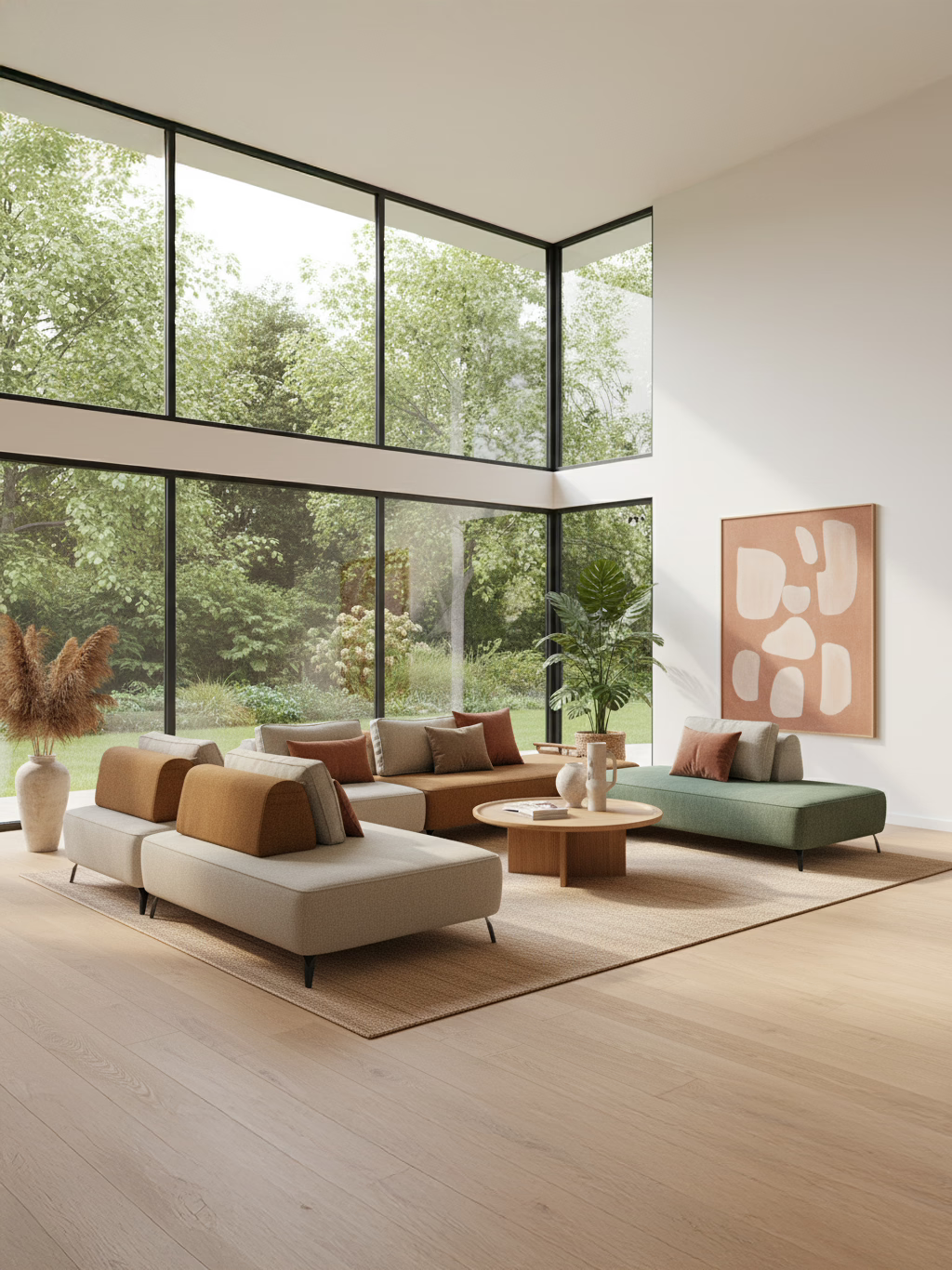 Volta modulares Sofa mit beweglichen Rückenlehnen und Schlafsofa-Funktion aus elegantem wasserdichtem Chenille
